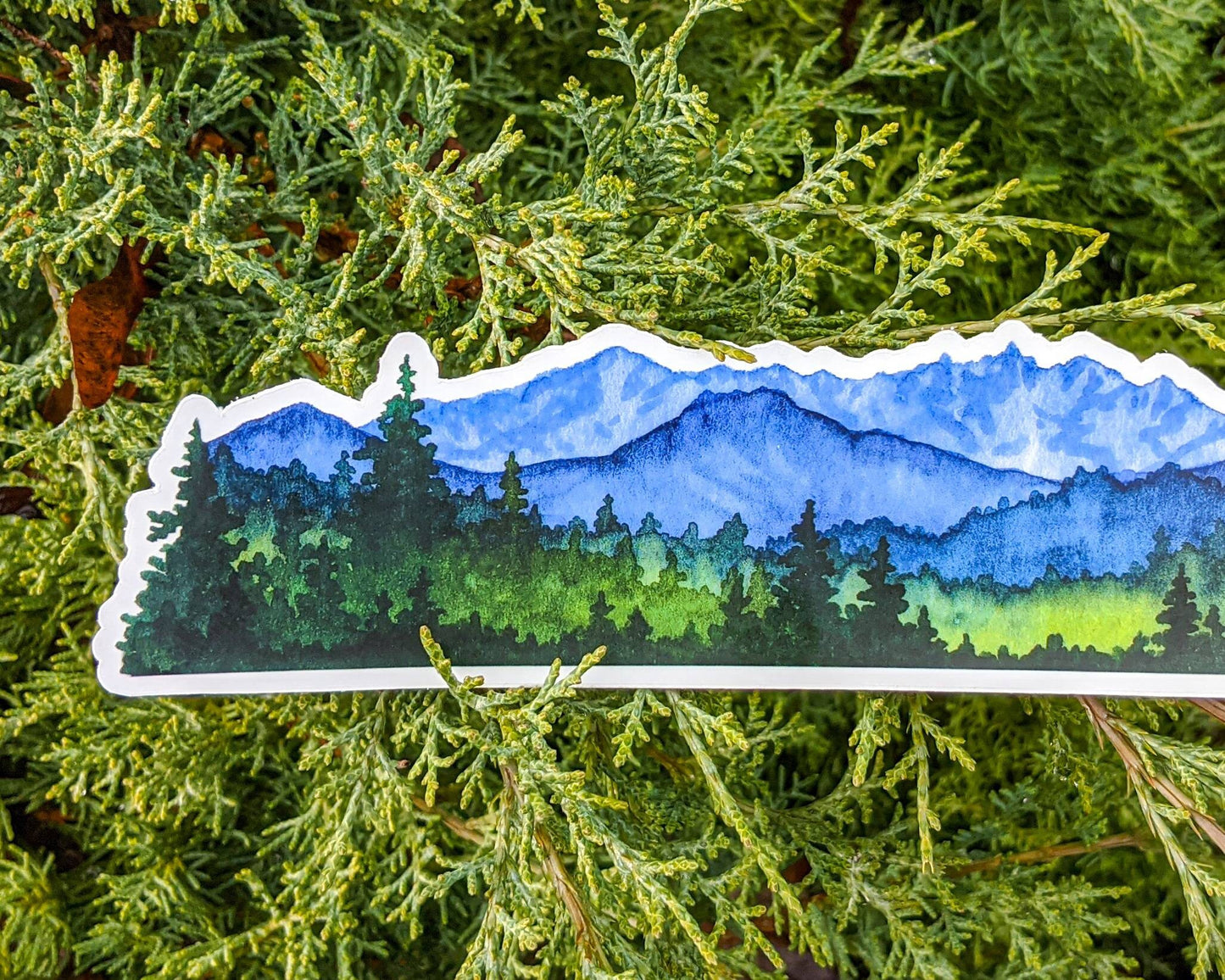 Northwest Landscape Wrap Sticker, 2"x8" Clear Vinyl Die Cut Sticker, Waterproof and Dishwasher Safe