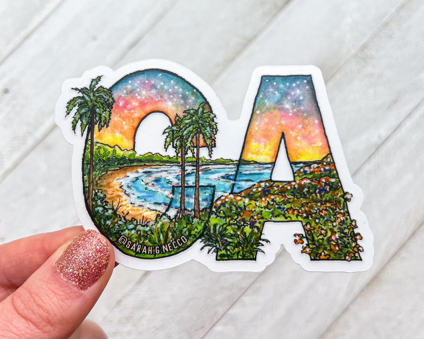 California Landscape Letters, 3" Clear Vinyl Die-Cut Sticker
