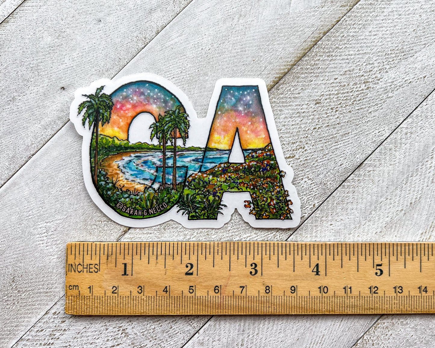 California Landscape Letters, 3" Clear Vinyl Die-Cut Sticker