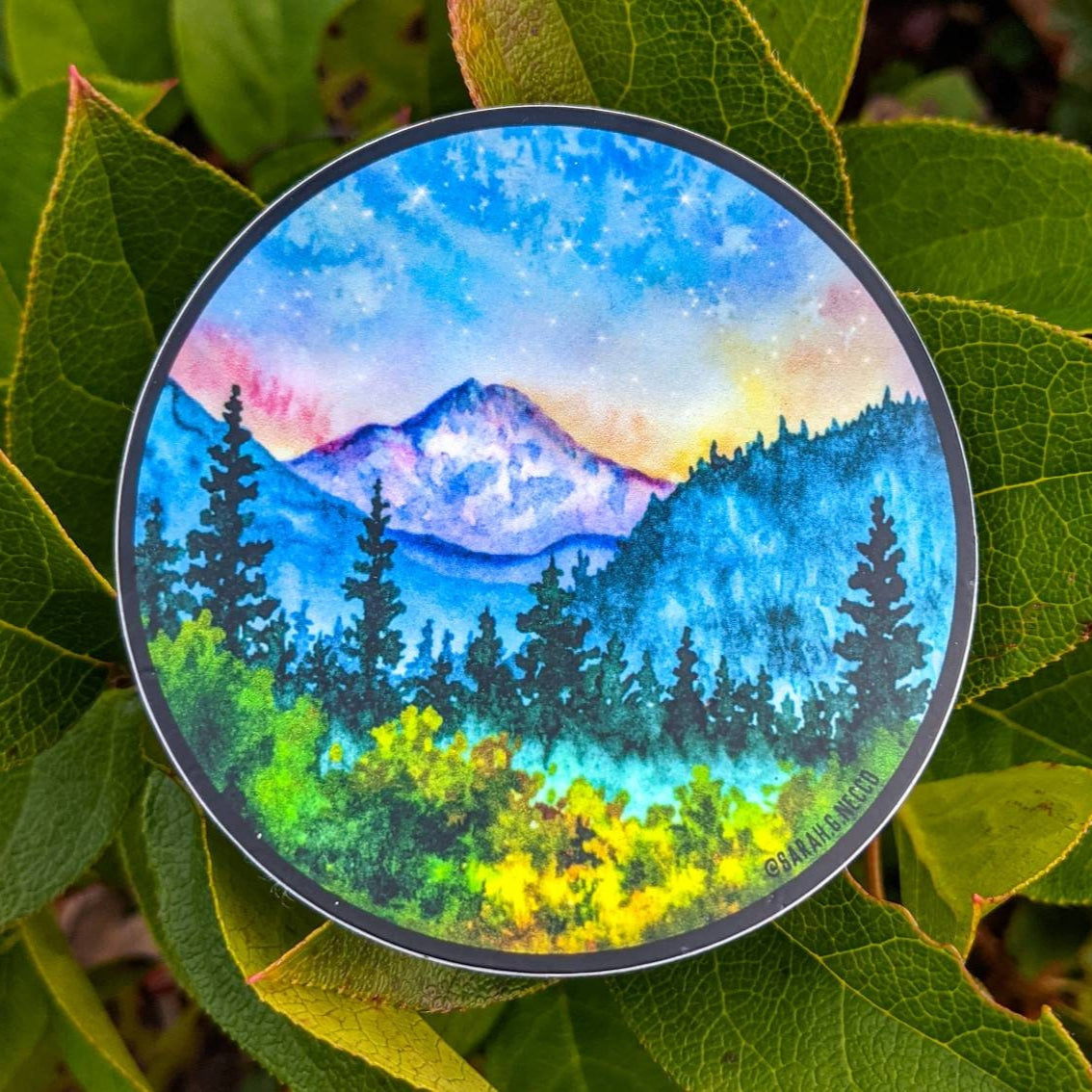 Mt. Rainier National Park, 3" Circle Vinyl Sticker