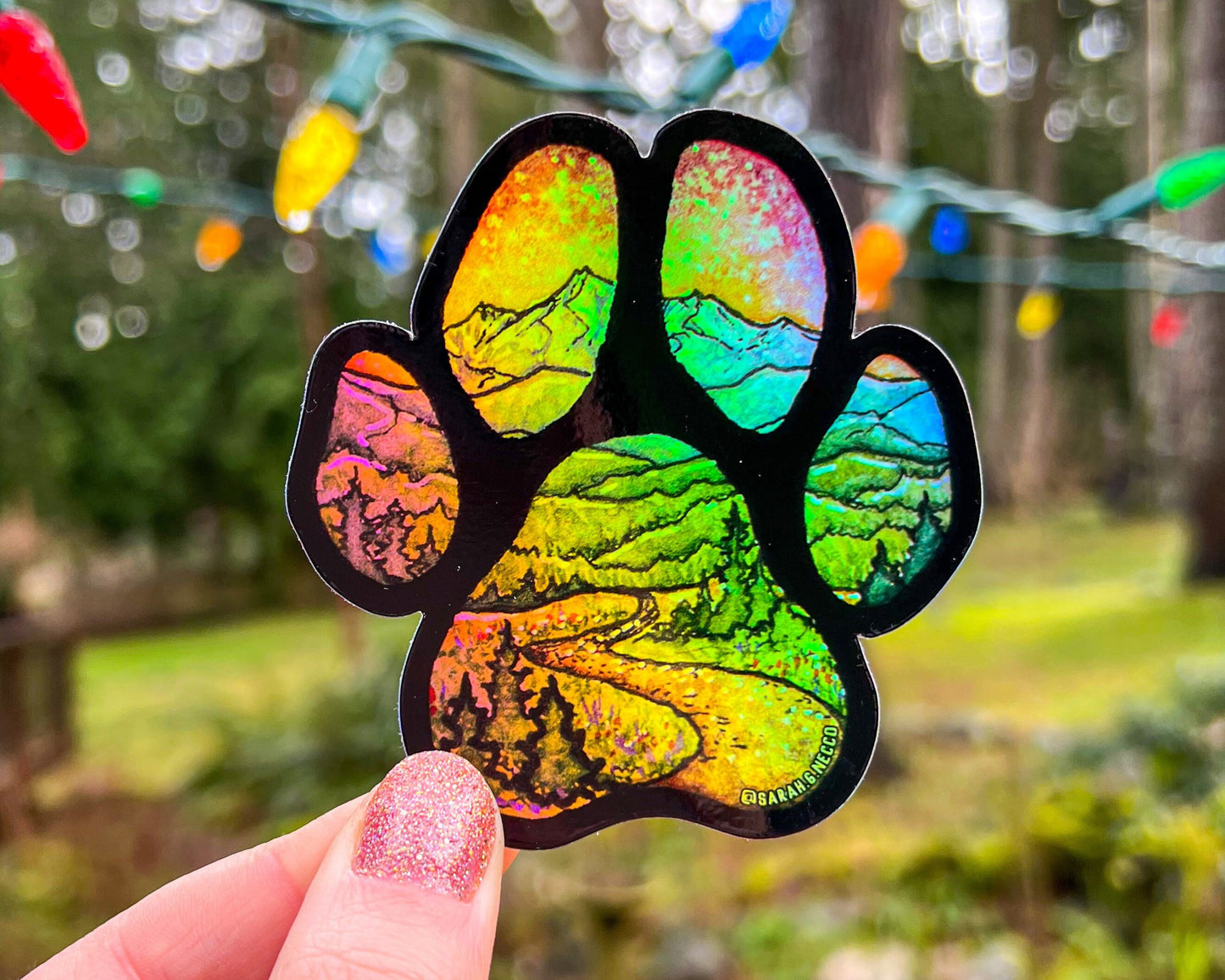 Adventure Buddy Dog Paw, Holographic 3” Die-cut Sticker