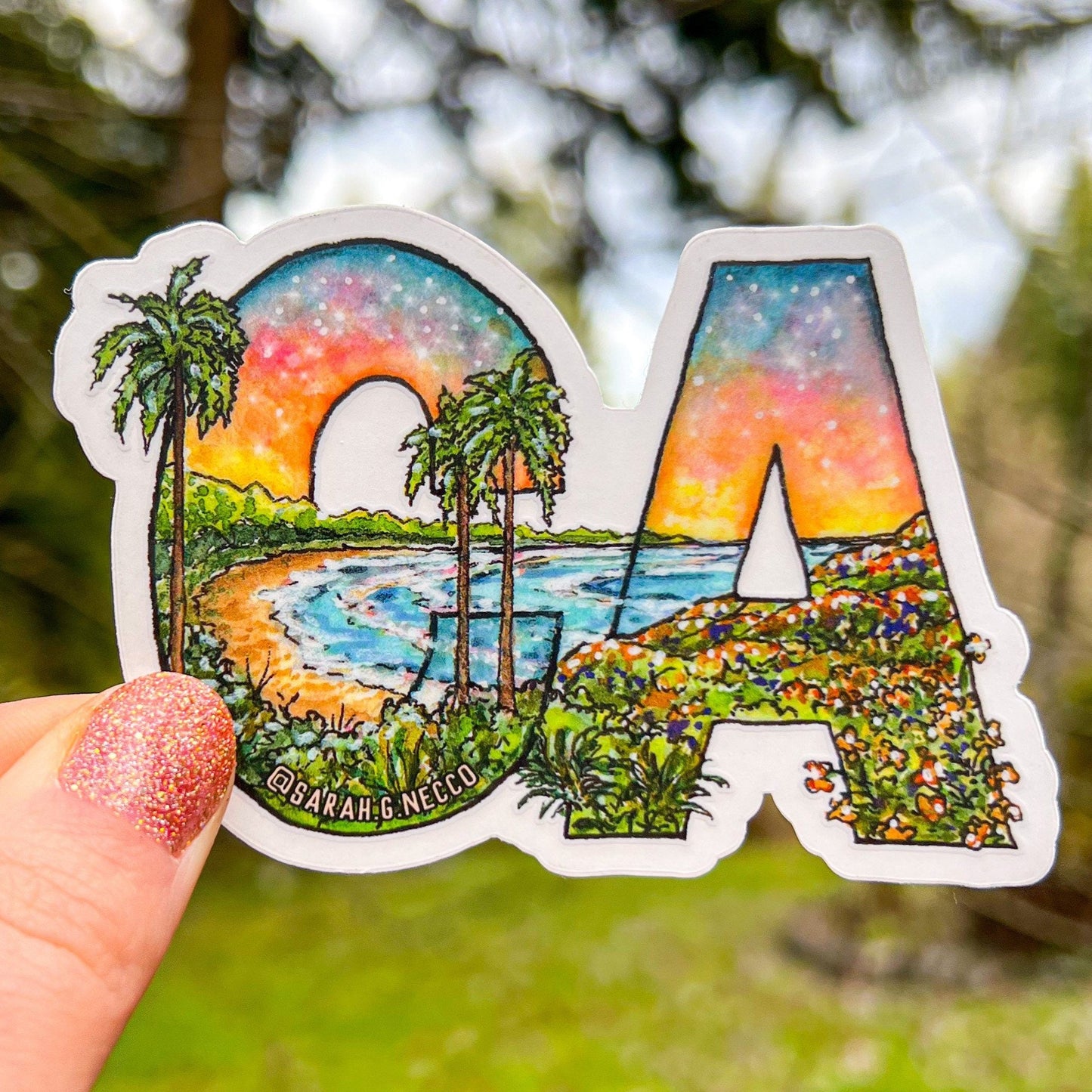 California Landscape Letters, 3" Clear Vinyl Die-Cut Sticker