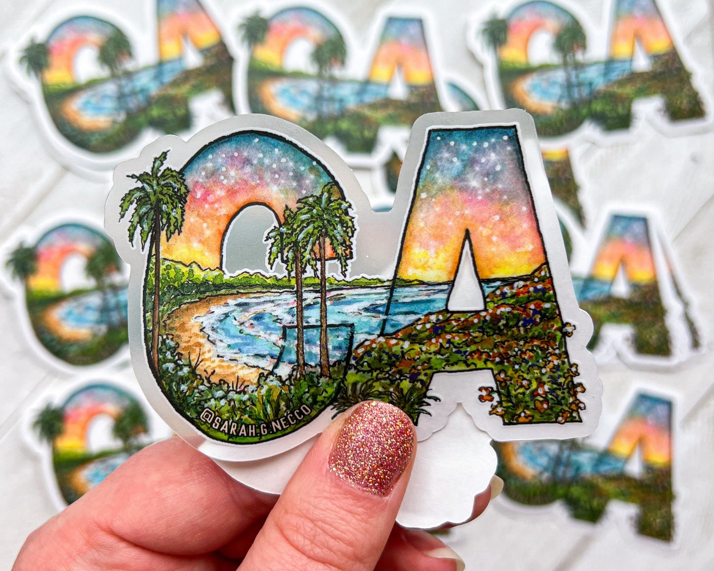 California Landscape Letters, 3" Clear Vinyl Die-Cut Sticker