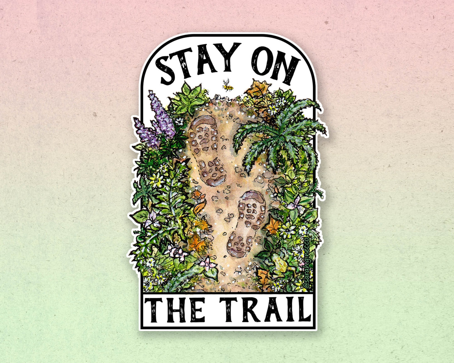 XL Stay On The Trail, Vinyl 5.5” Die-Cut Hiking Bumper Sticker