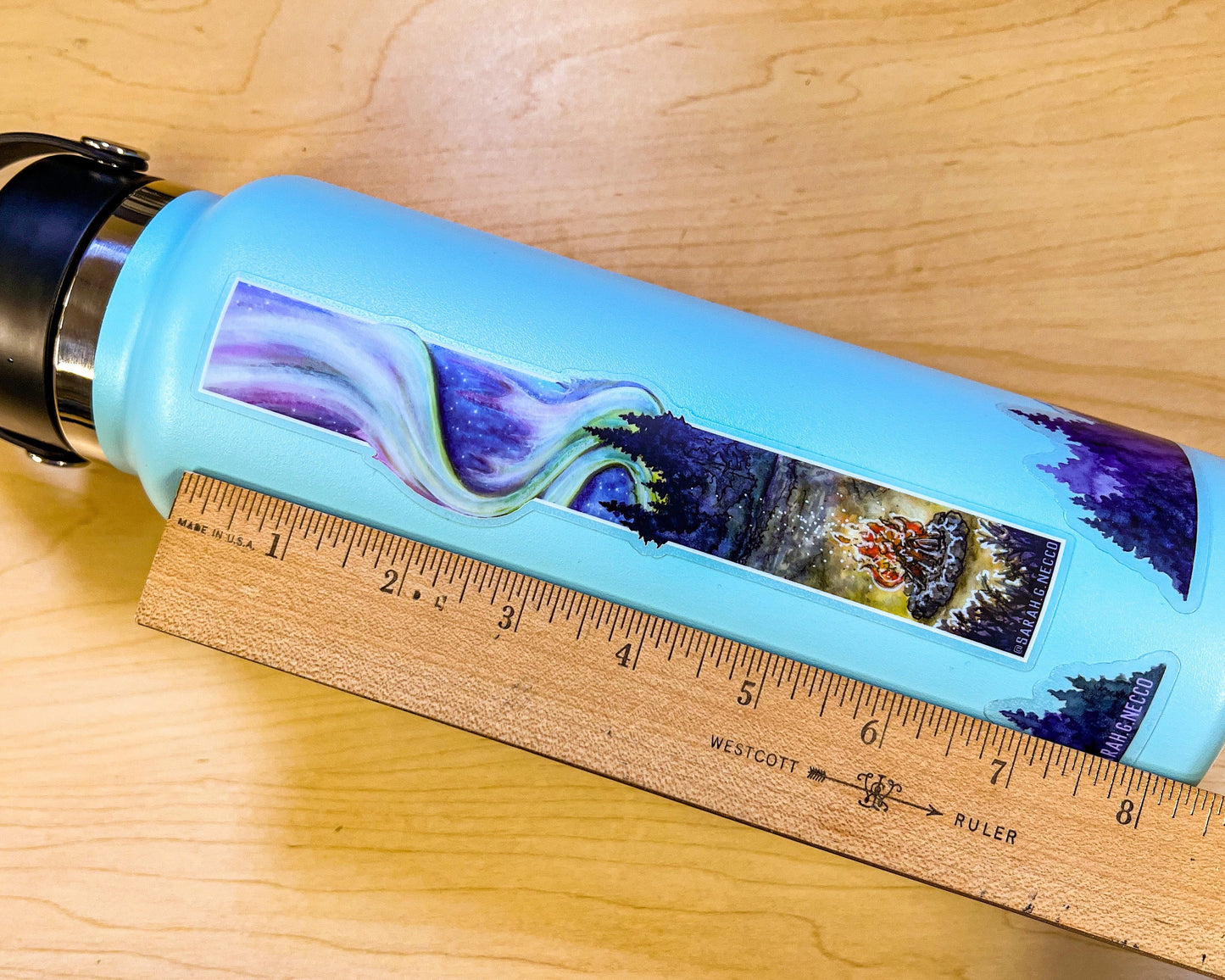 Northern Lights & Campfire Tallscape™ Sticker, 1.5"x7" Clear Vinyl Die Cut Sticker