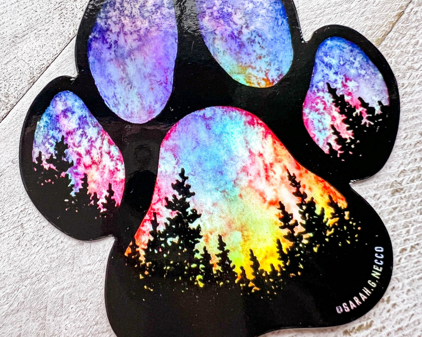 Sunset Forest Dog Paw, 3” Die-cut Sticker