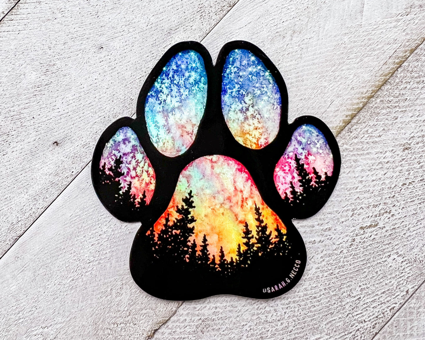 Sunset Forest Dog Paw, 3” Die-cut Sticker
