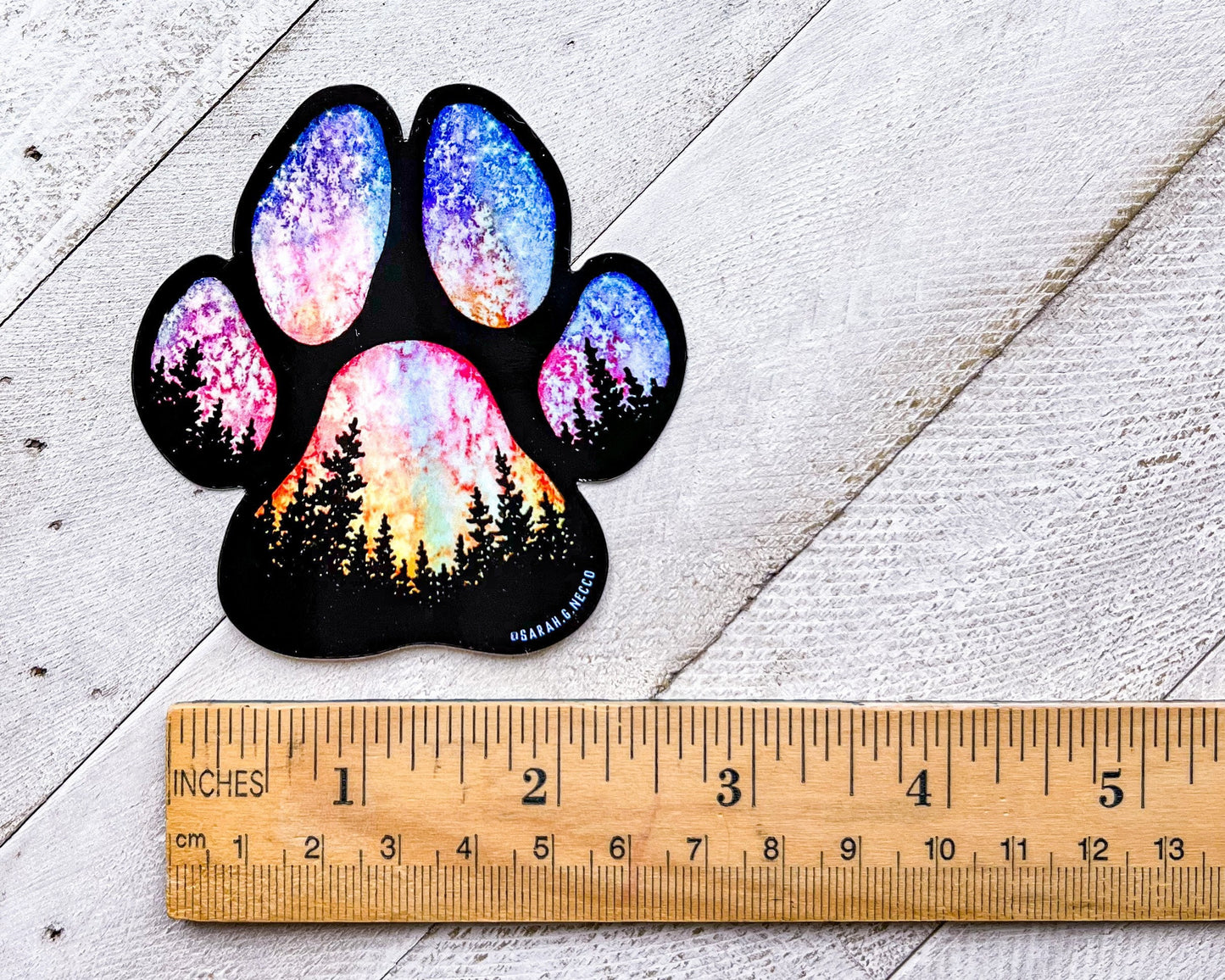 Sunset Forest Dog Paw, 3” Die-cut Sticker