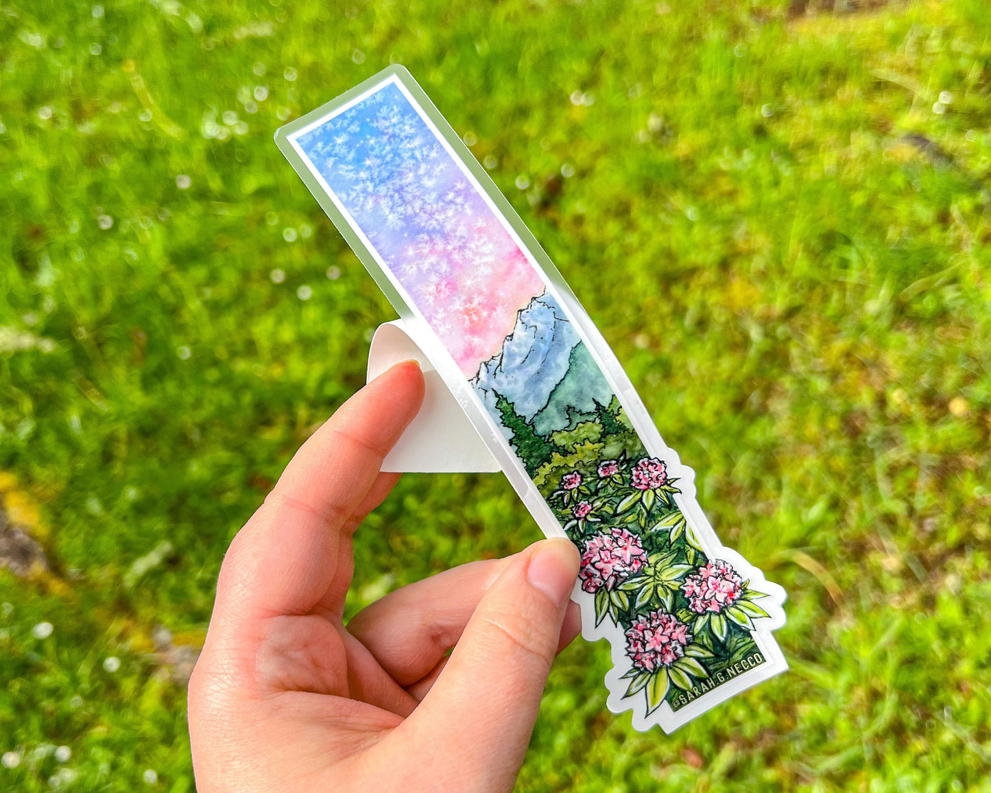 WA State Flower Rhododendron Tallscape™ Sticker, 1.5”x7" Clear Vinyl Die Cut Sticker