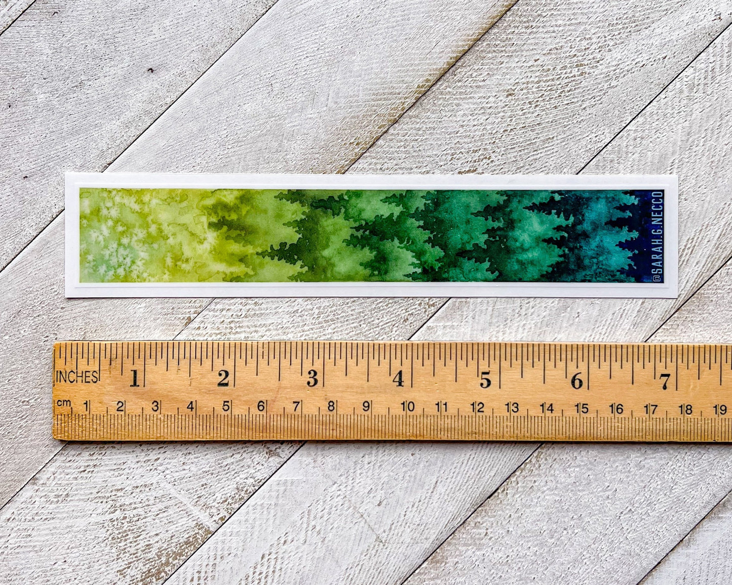 Ombré Green Layered Forest Tallscape™ Sticker, 1.5”x7" Vinyl Die Cut Sticker