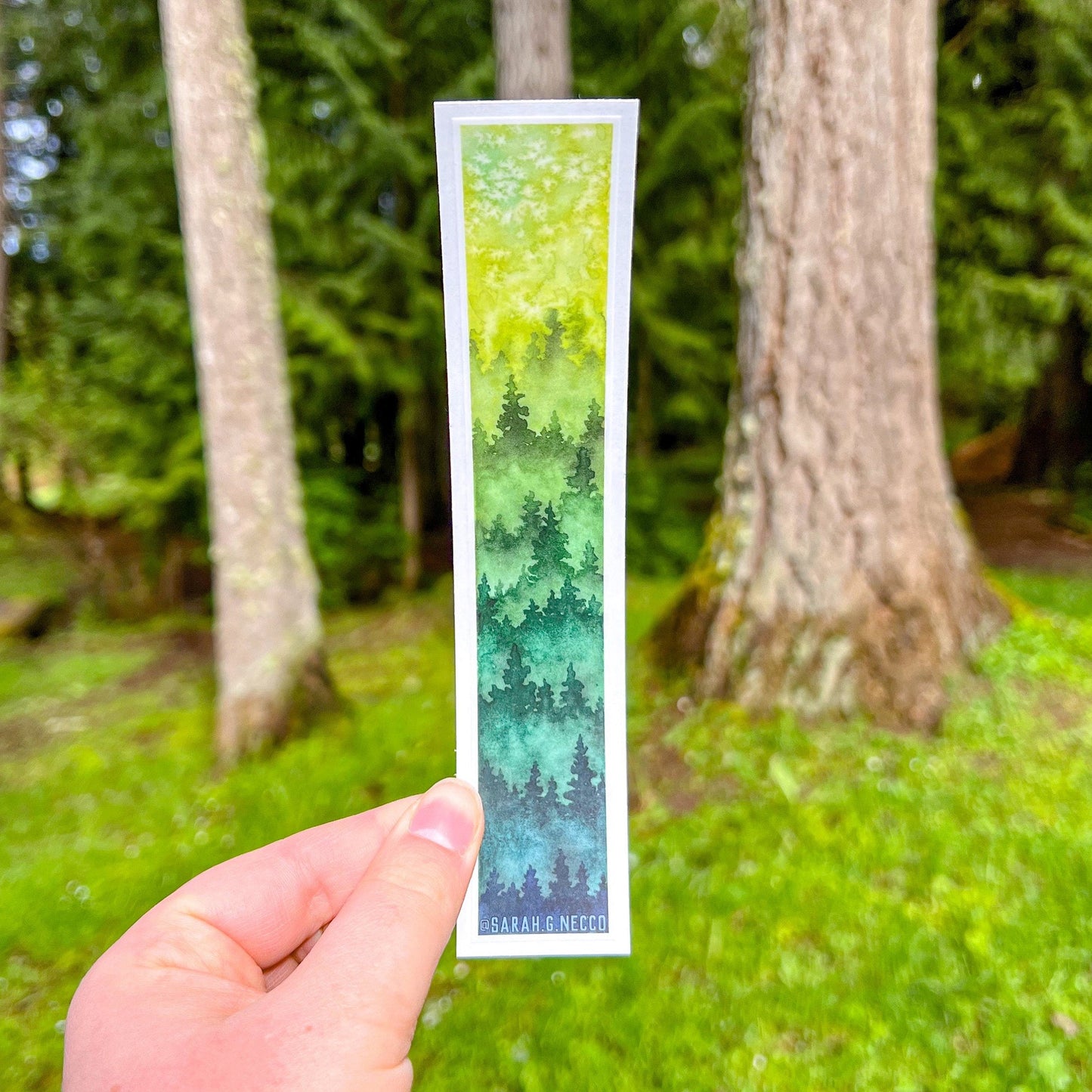 Ombré Green Layered Forest Tallscape™ Sticker, 1.5”x7" Vinyl Die Cut Sticker