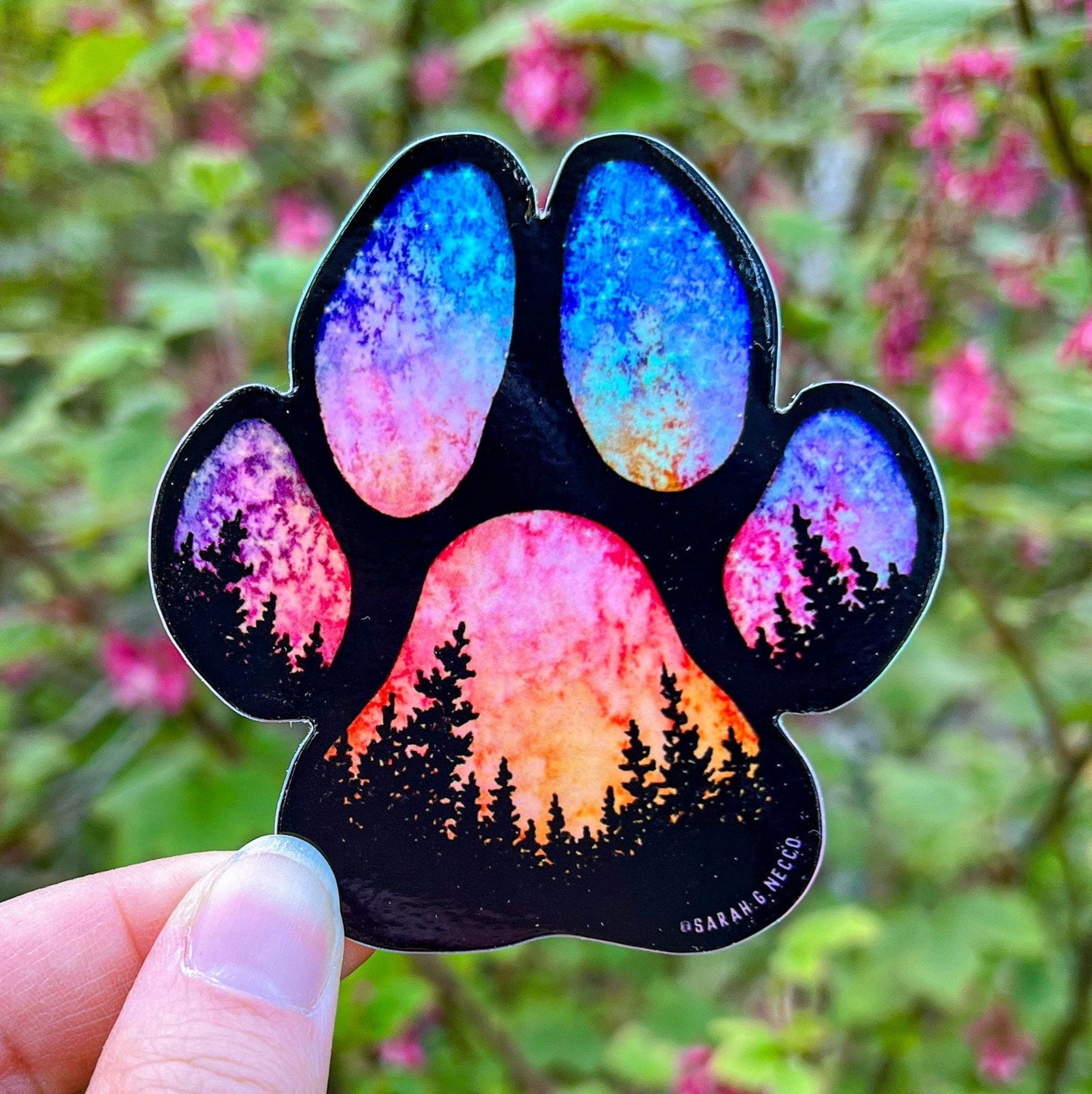 Sunset Forest Dog Paw, 3” Die-cut Sticker