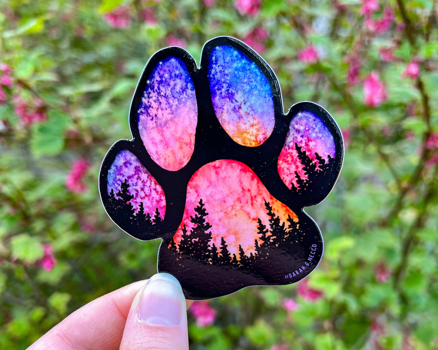 Sunset Forest Dog Paw, 3” Die-cut Sticker