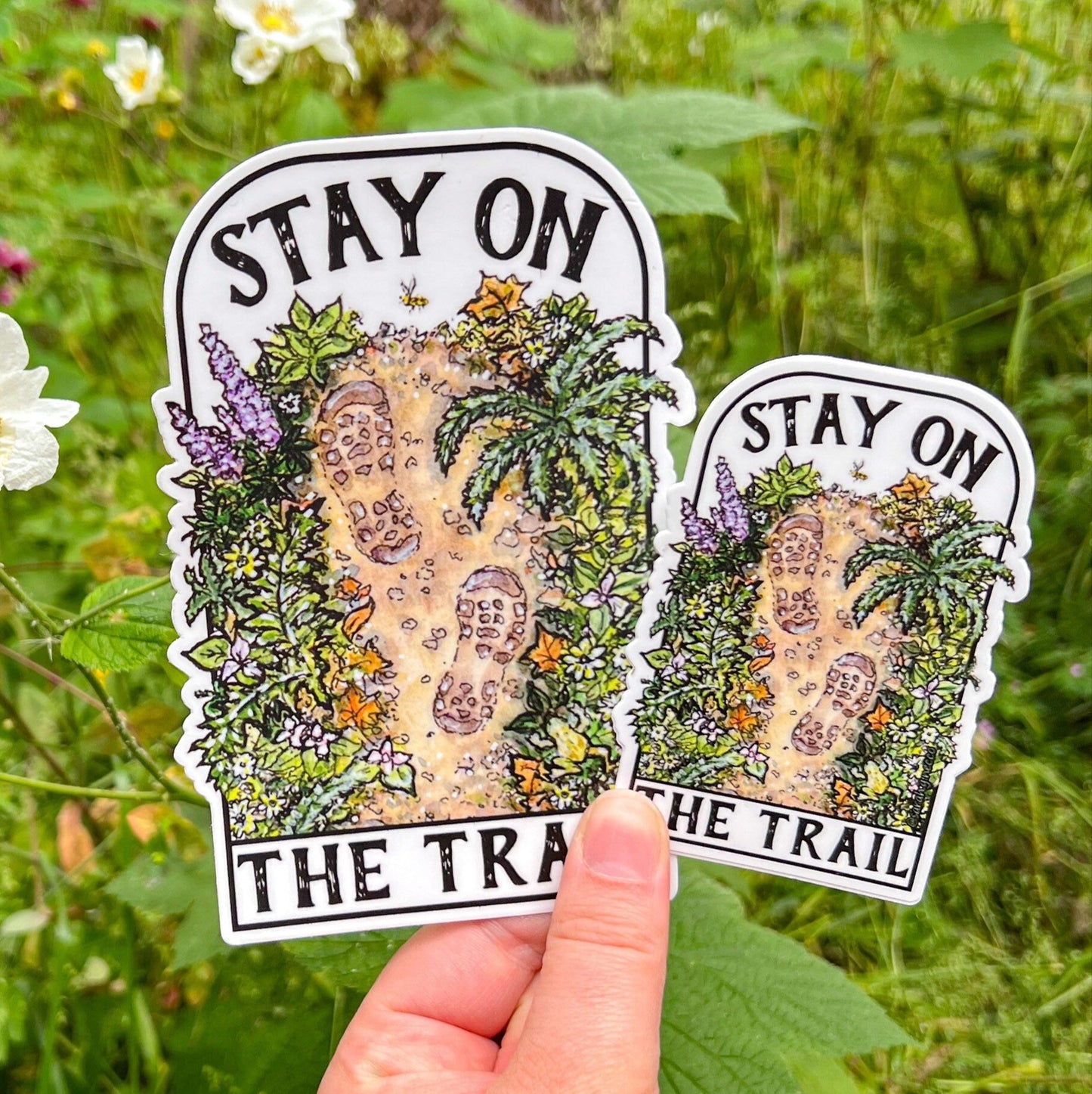 XL Stay On The Trail, Vinyl 5.5” Die-Cut Hiking Bumper Sticker