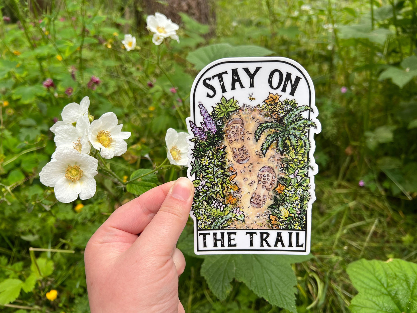 XL Stay On The Trail, Vinyl 5.5” Die-Cut Hiking Bumper Sticker