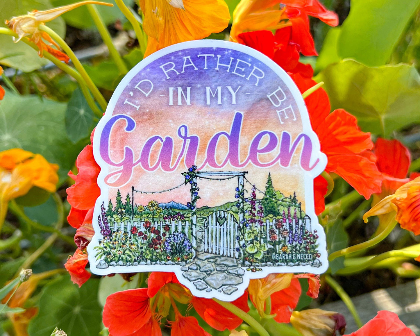 "I’d Rather Be In My Garden", 3” Vinyl Die Cut Sticker