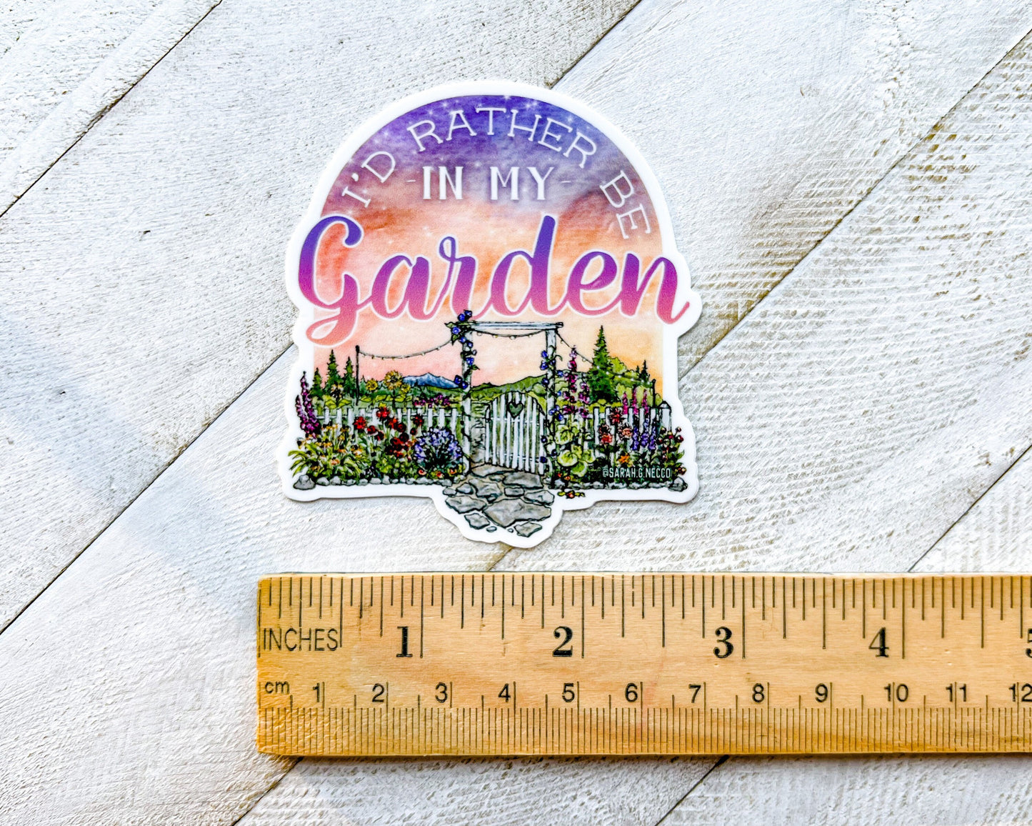 "I’d Rather Be In My Garden", 3” Vinyl Die Cut Sticker