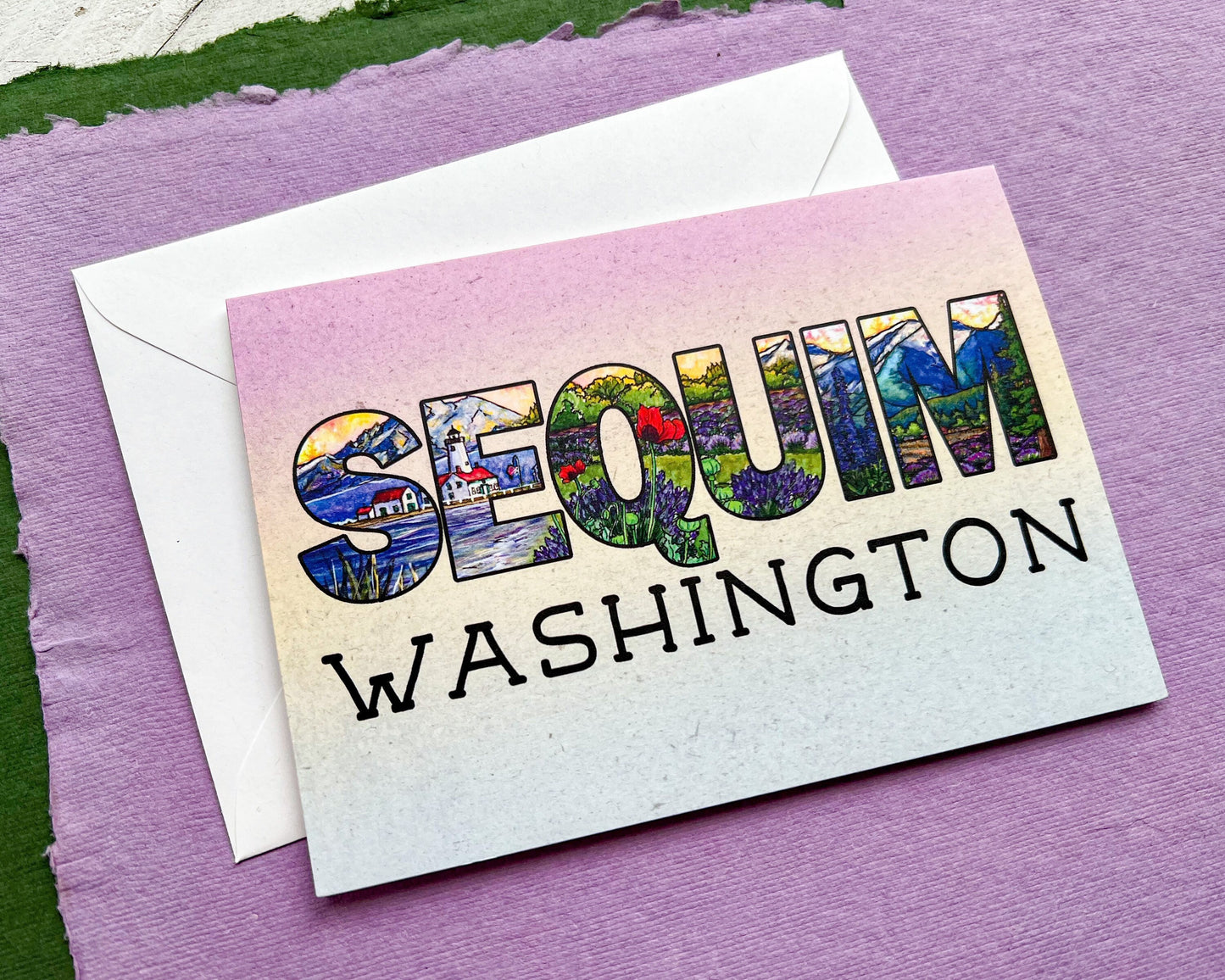 Sequim Washington Greeting Card, 4"x5.5" Blank Card and Envelope