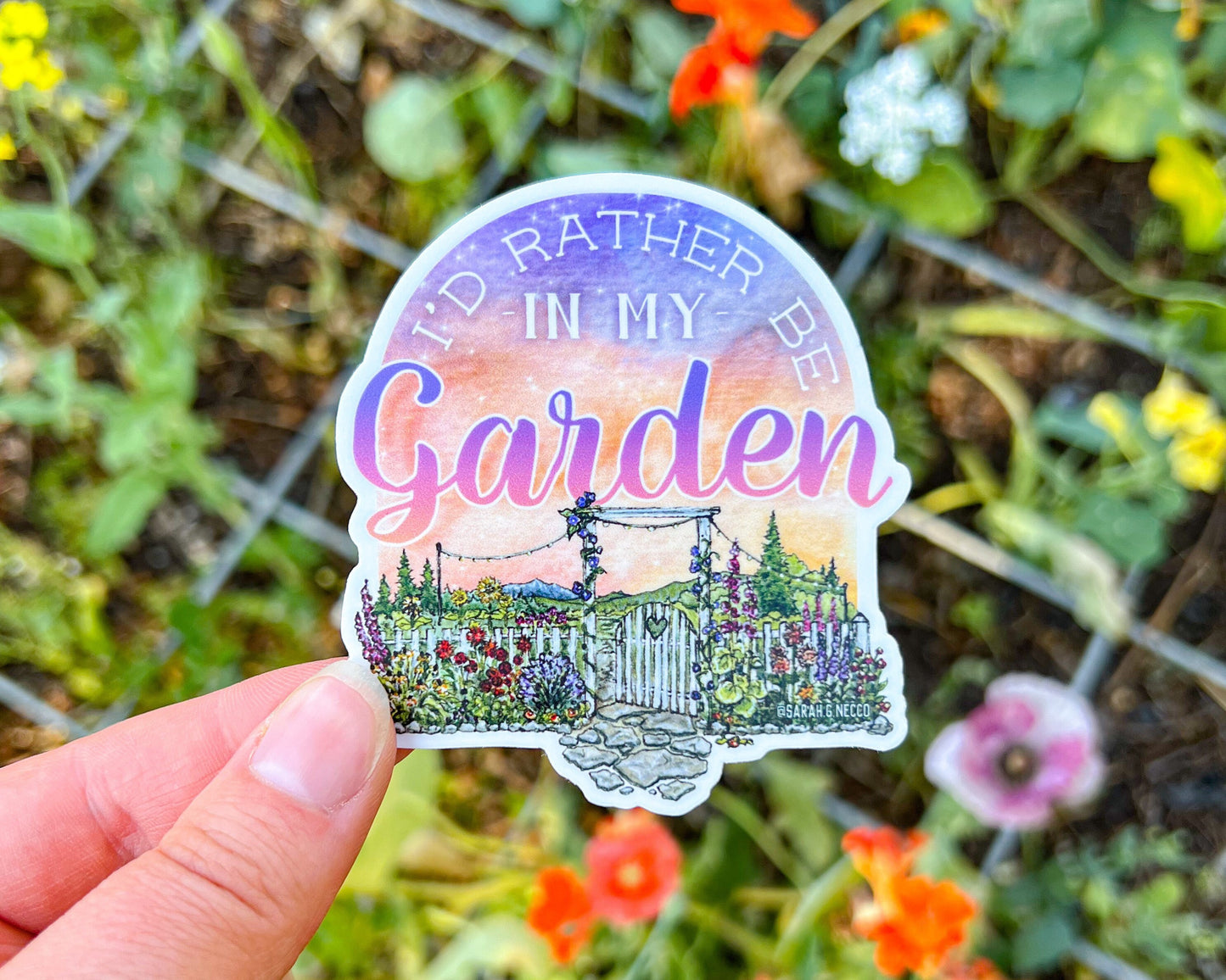 "I’d Rather Be In My Garden", 3” Vinyl Die Cut Sticker