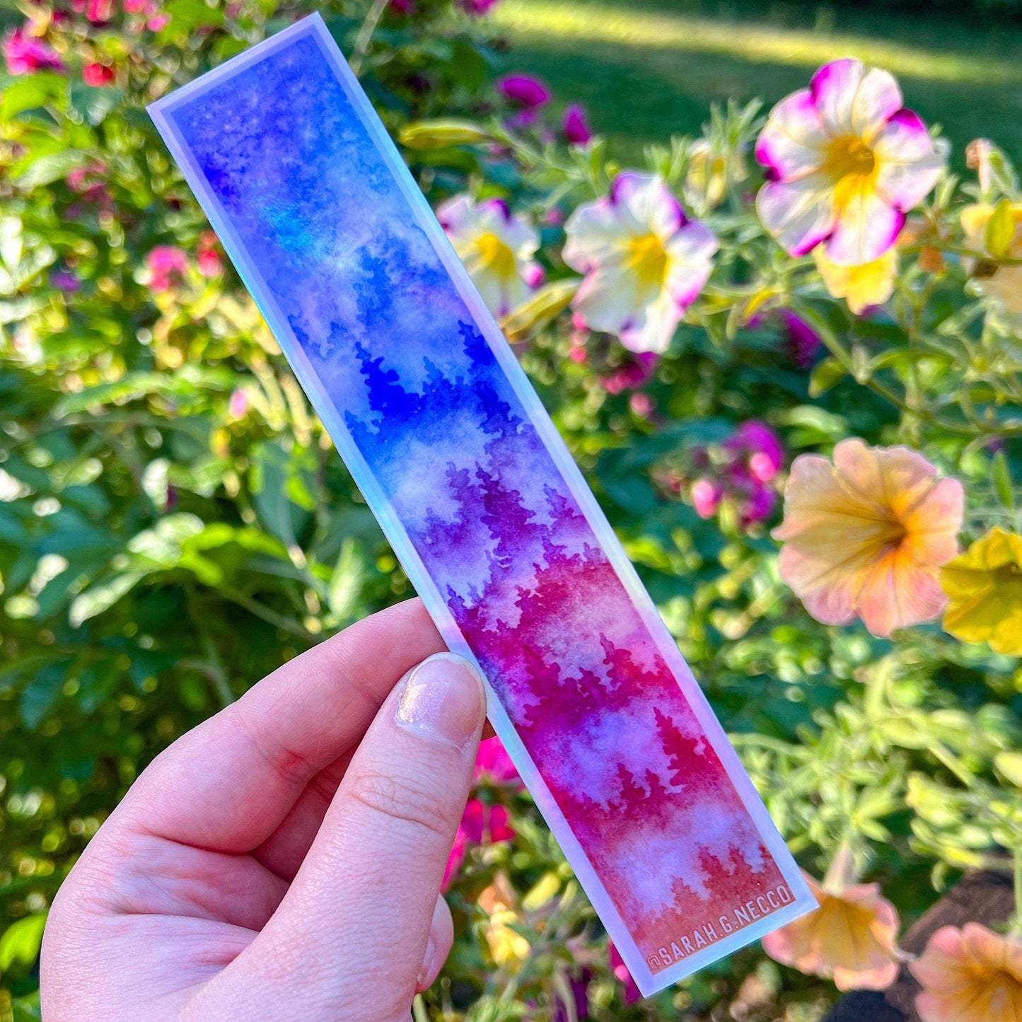 Holographic Pastel Ombré Layered Forest Tallscape™ Sticker, 1.5”x7" Clear Vinyl Die Cut Sticker, Waterproof and Dishwasher Safe
