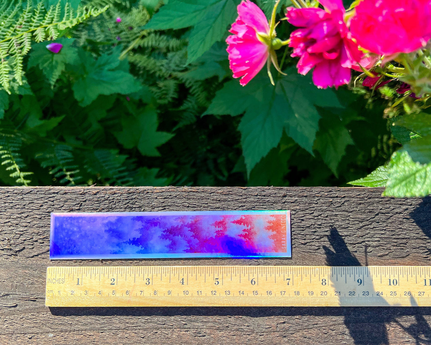 Holographic Pastel Ombré Layered Forest Tallscape™ Sticker, 1.5”x7" Clear Vinyl Die Cut Sticker, Waterproof and Dishwasher Safe