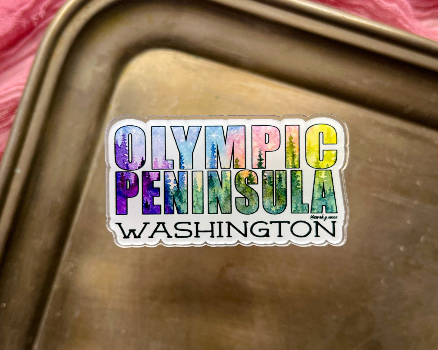 Olympic Peninsula Landscape Letters, 1.8”x3.25” Acrylic Magnet