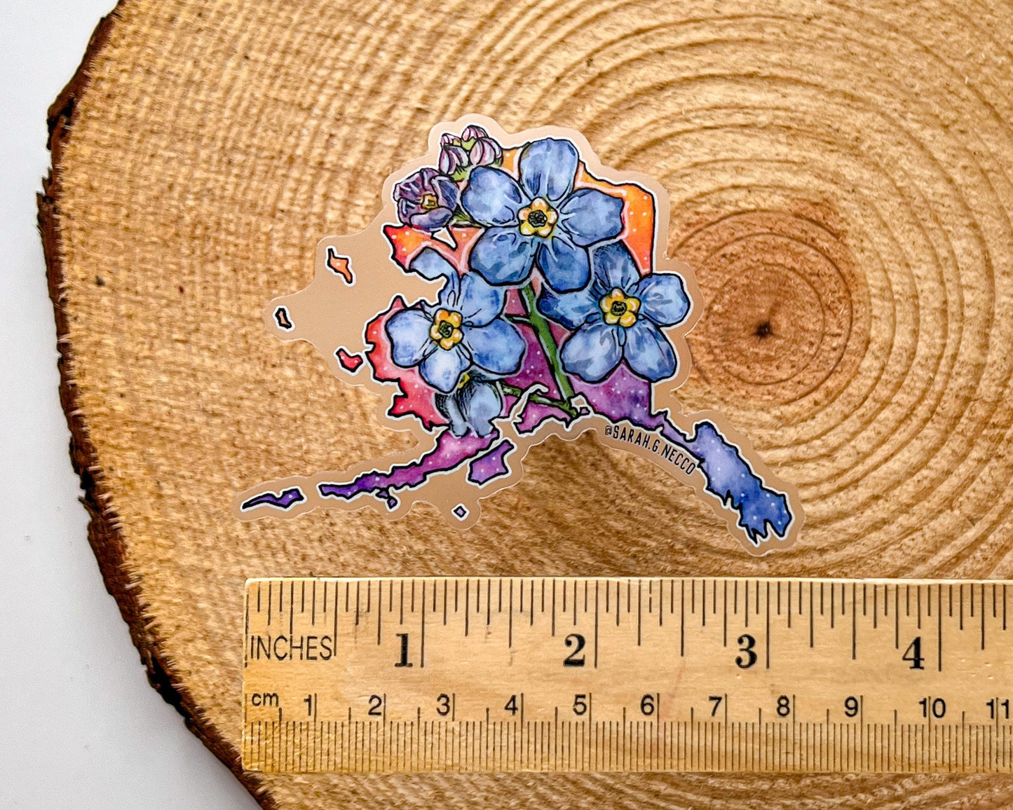 Alaska State Flower, Forget Me Nots, Clear 3" Vinyl Die-Cut Sticker