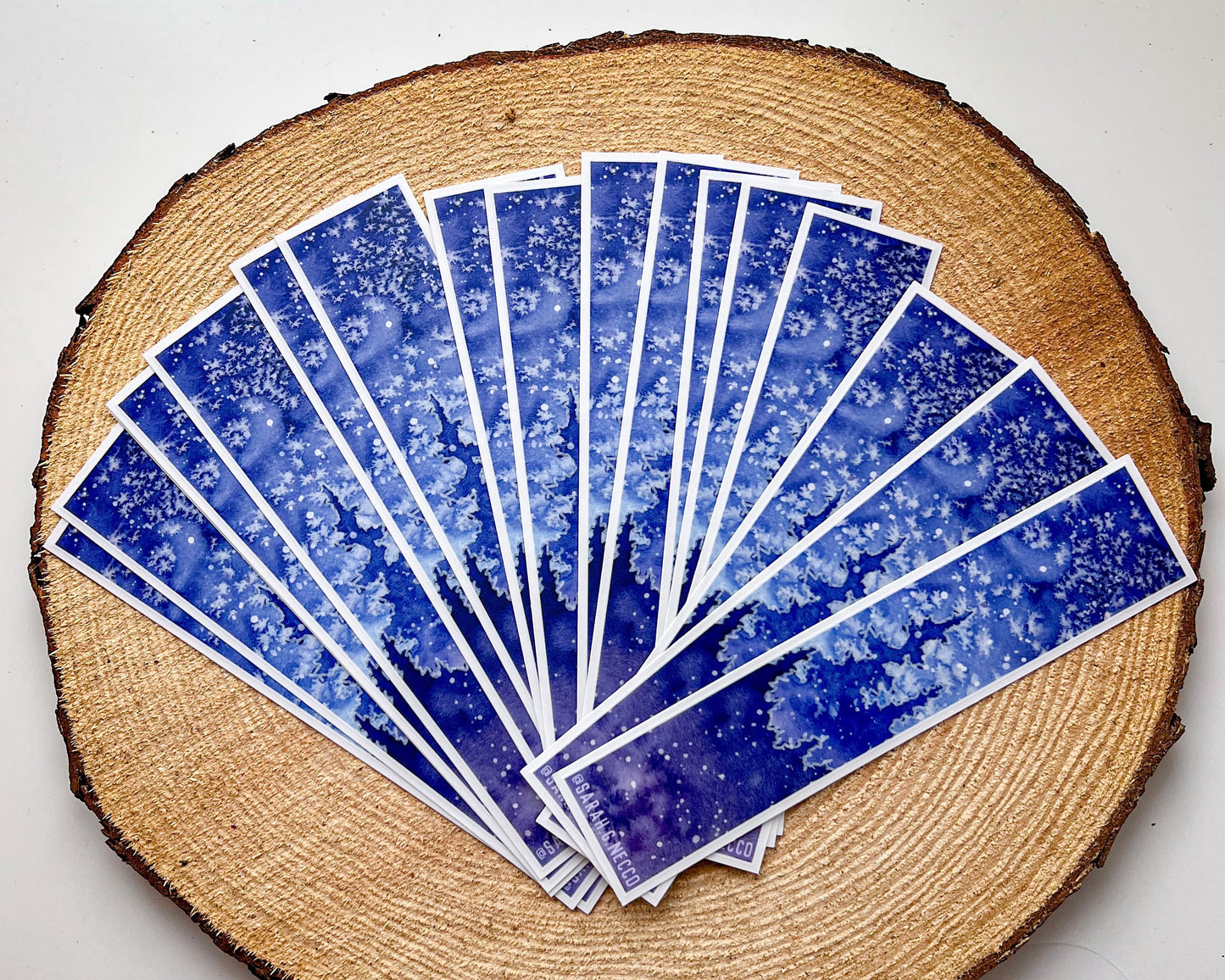 Winter Forest Night Tallscape™ Sticker, 1.5”x7" Clear Vinyl Die Cut Sticker, Waterproof and Dishwasher Safe