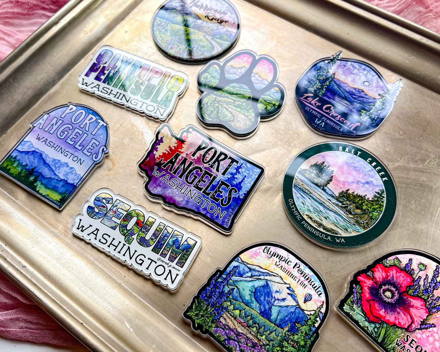 Olympic Peninsula Landscape Letters, 1.8”x3.25” Acrylic Magnet