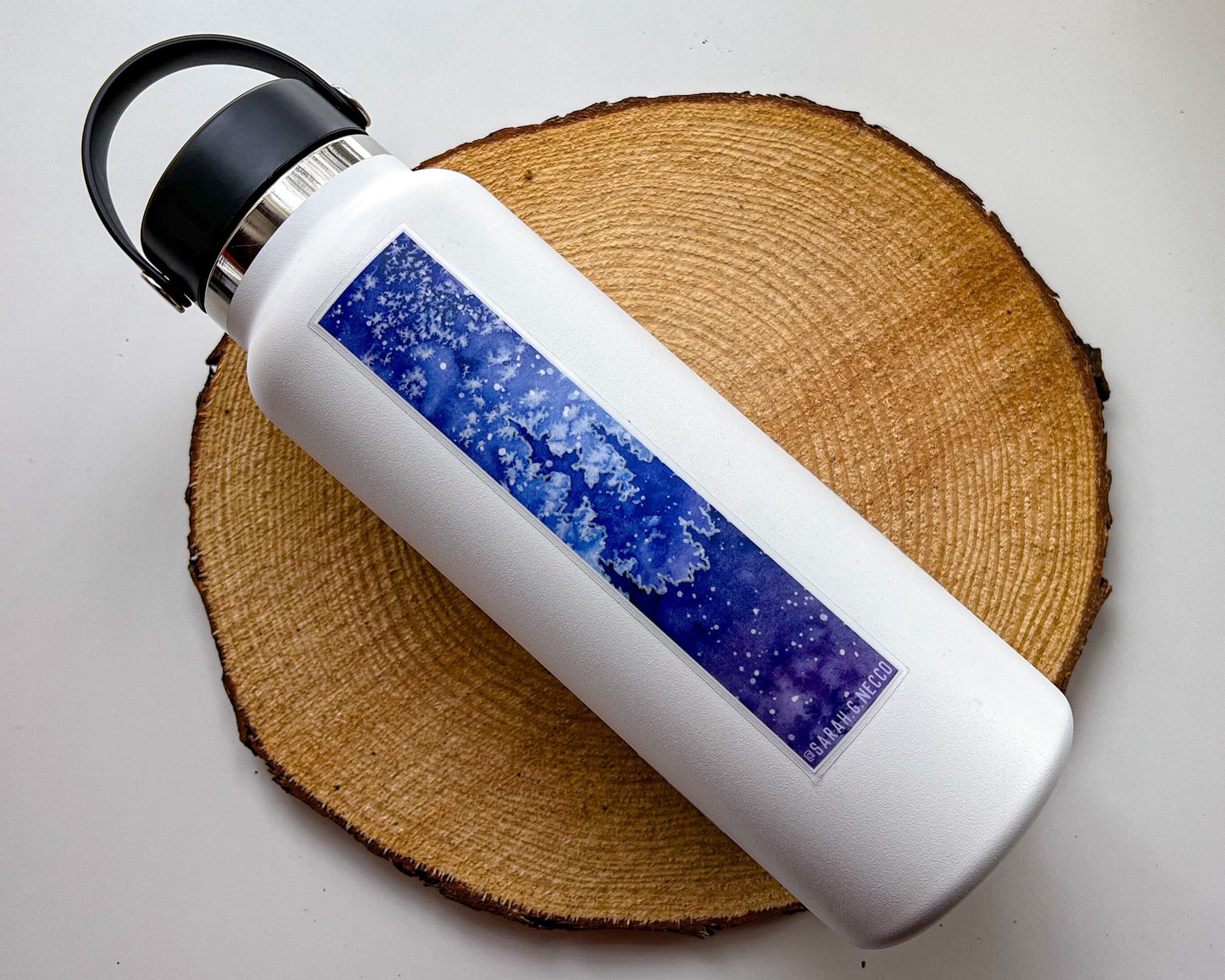 Winter Forest Night Tallscape™ Sticker, 1.5”x7" Clear Vinyl Die Cut Sticker, Waterproof and Dishwasher Safe