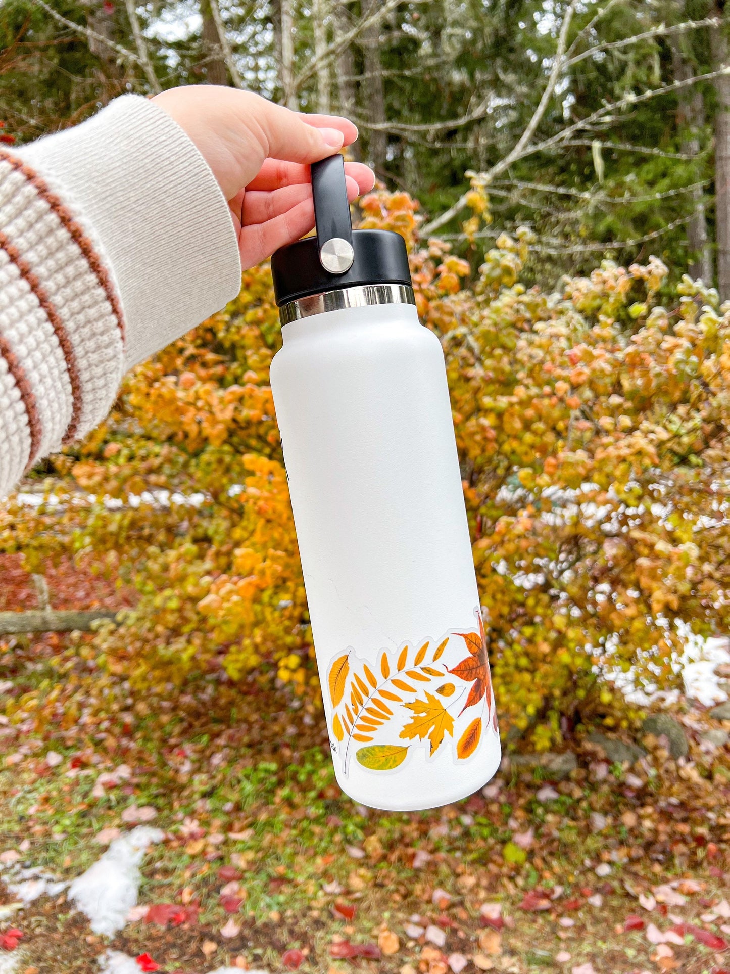Ombre Fall Leaves Wrap Sticker, Clear Vinyl Die Cut Sticker