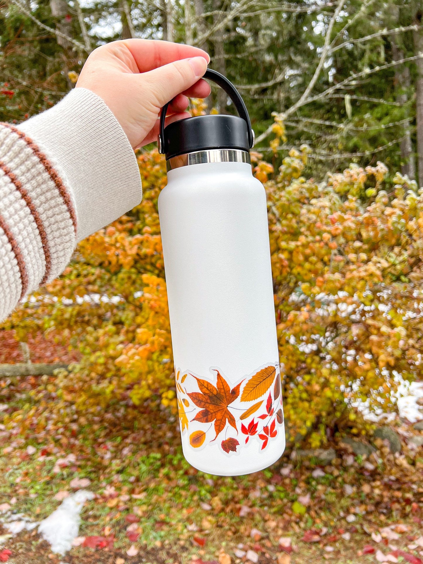 Ombre Fall Leaves Wrap Sticker, Clear Vinyl Die Cut Sticker
