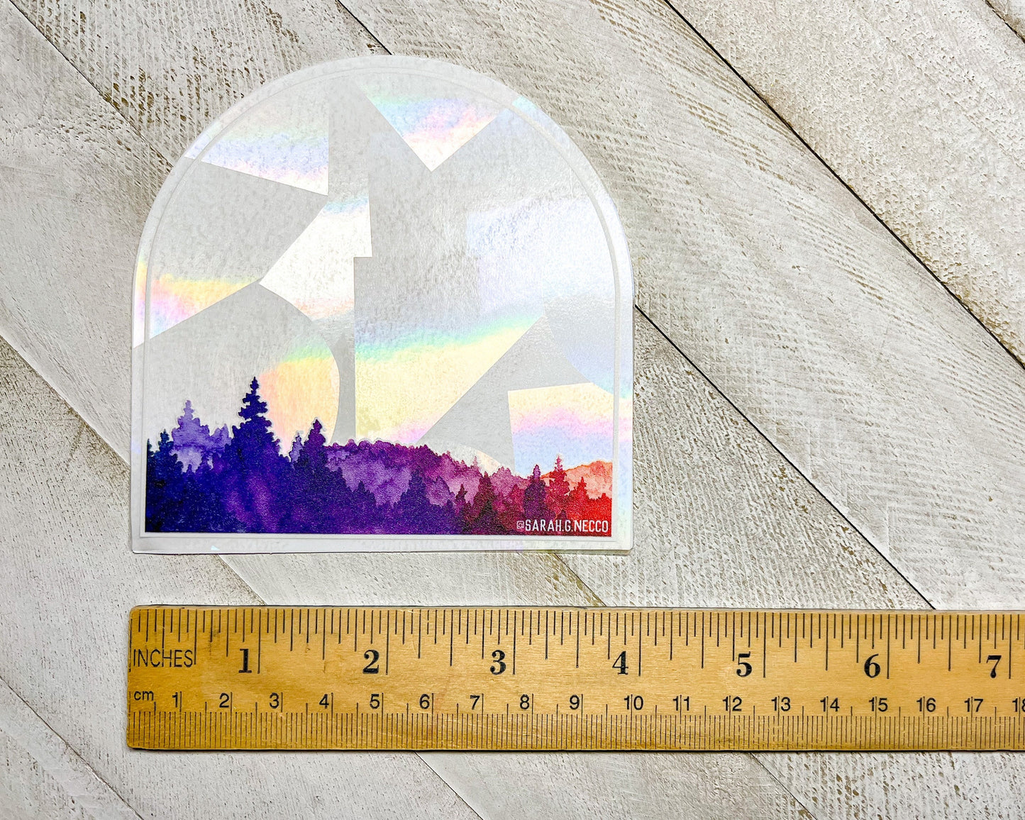 Sunset Forest Arch, 4" Sticker Window Suncatcher, Perfect for Home, Office, or Dorm, Makes Amazing Fractal Rainbows!