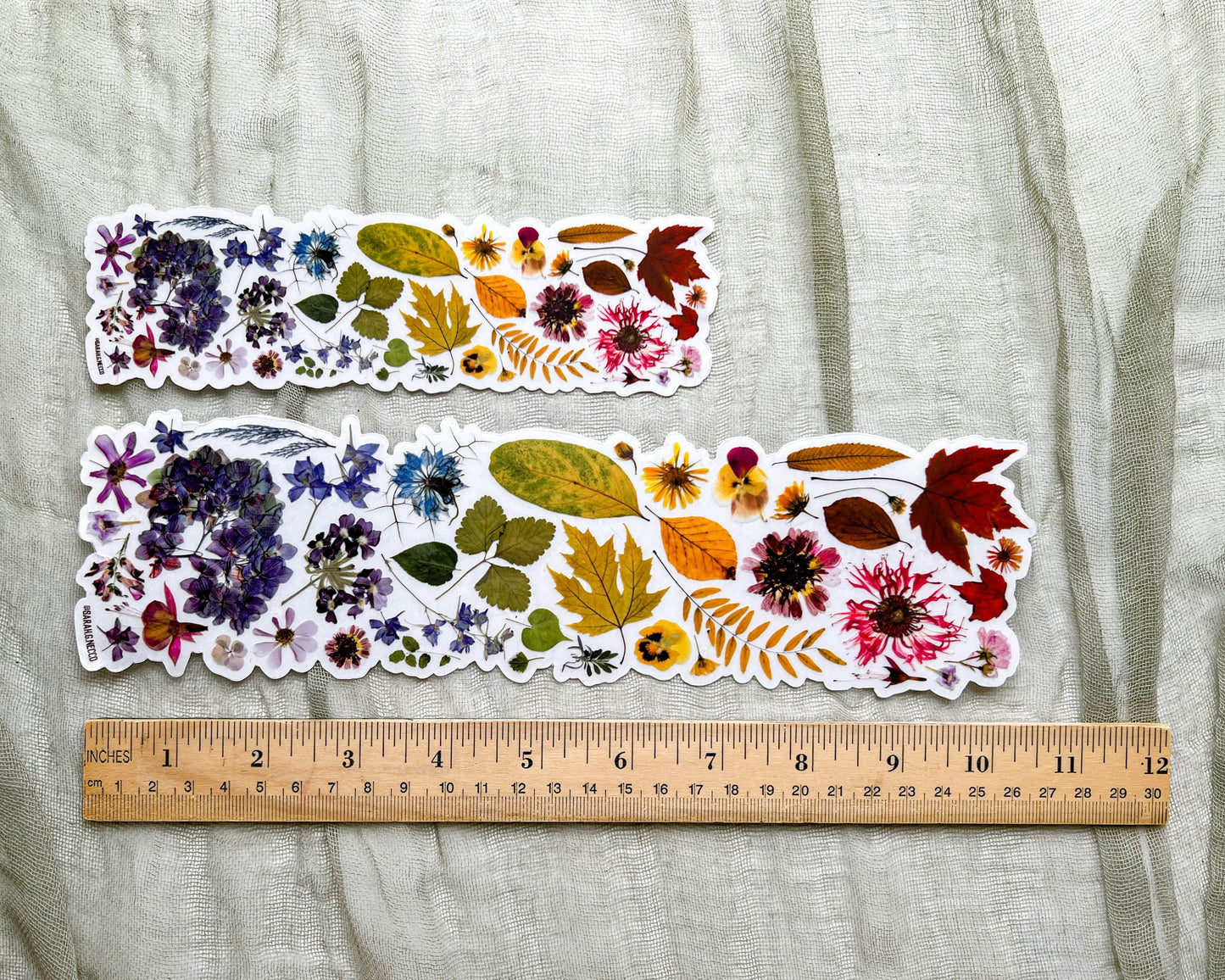 Rainbow Pressed Flowers and Botanicals Wrap Sticker, Clear Vinyl Die Cut Sticker