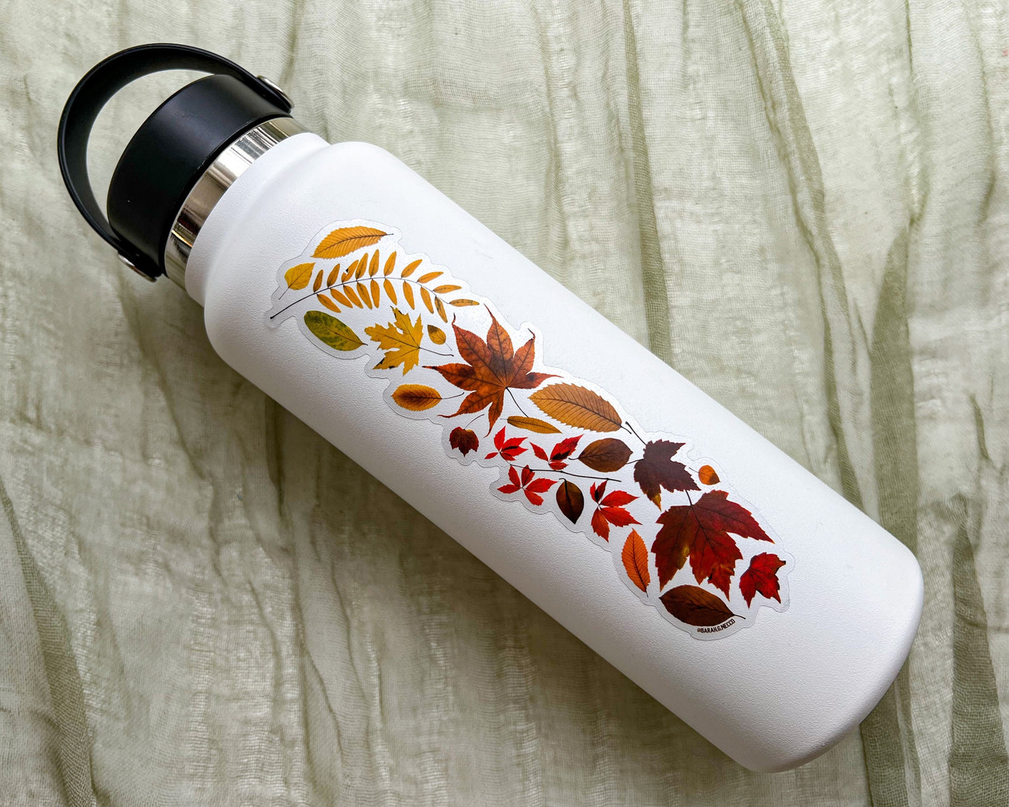 Ombre Fall Leaves Wrap Sticker, Clear Vinyl Die Cut Sticker