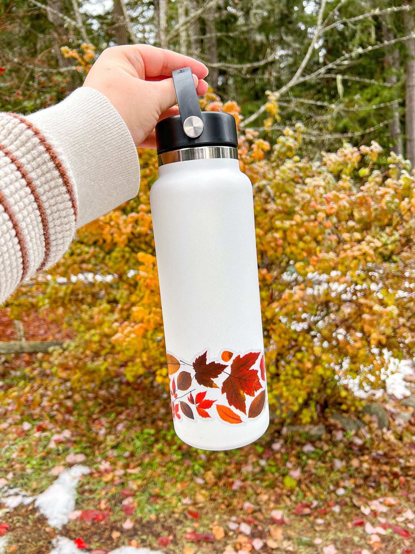 Ombre Fall Leaves Wrap Sticker, Clear Vinyl Die Cut Sticker
