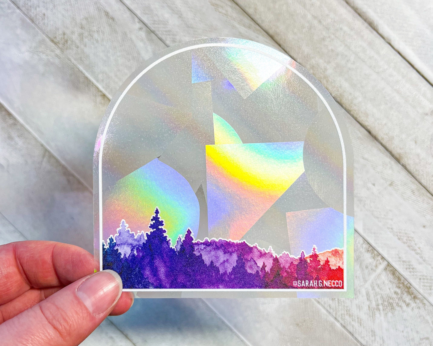 Sunset Forest Arch, 4" Sticker Window Suncatcher, Perfect for Home, Office, or Dorm, Makes Amazing Fractal Rainbows!