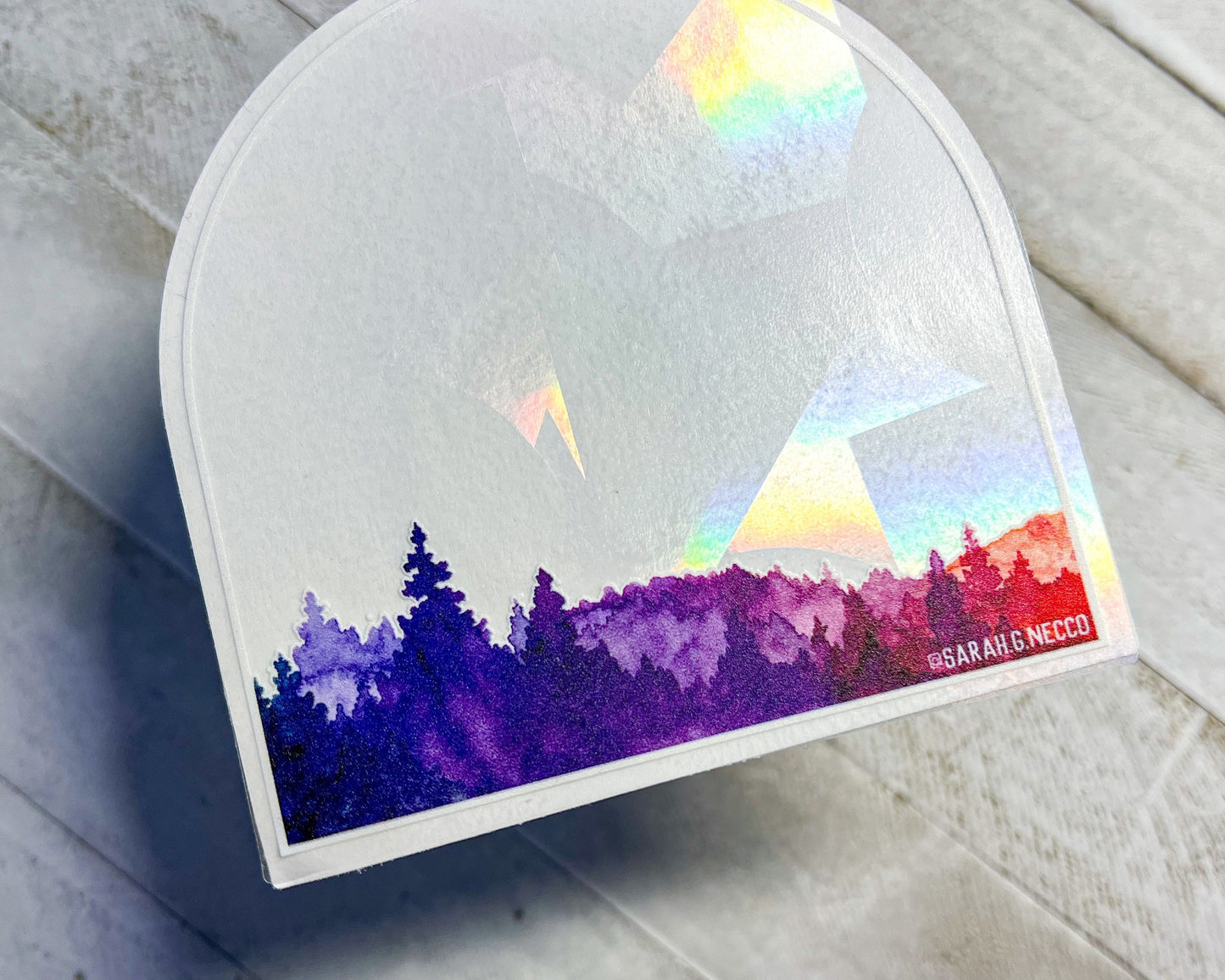 Sunset Forest Arch, 4" Sticker Window Suncatcher, Perfect for Home, Office, or Dorm, Makes Amazing Fractal Rainbows!