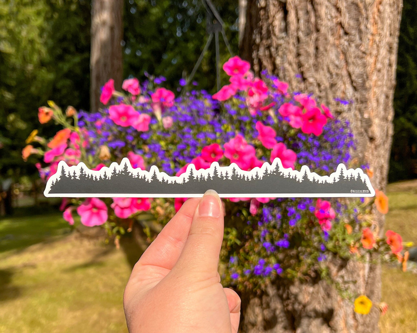Silhouette Treescape Wrap Sticker, 1”x8.4" Clear Vinyl Die Cut Sticker, Waterproof and Dishwasher Safe