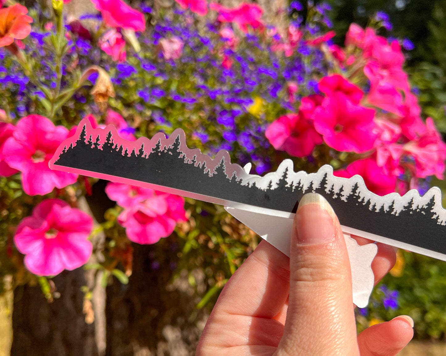 Silhouette Treescape Wrap Sticker, 1”x8.4" Clear Vinyl Die Cut Sticker, Waterproof and Dishwasher Safe