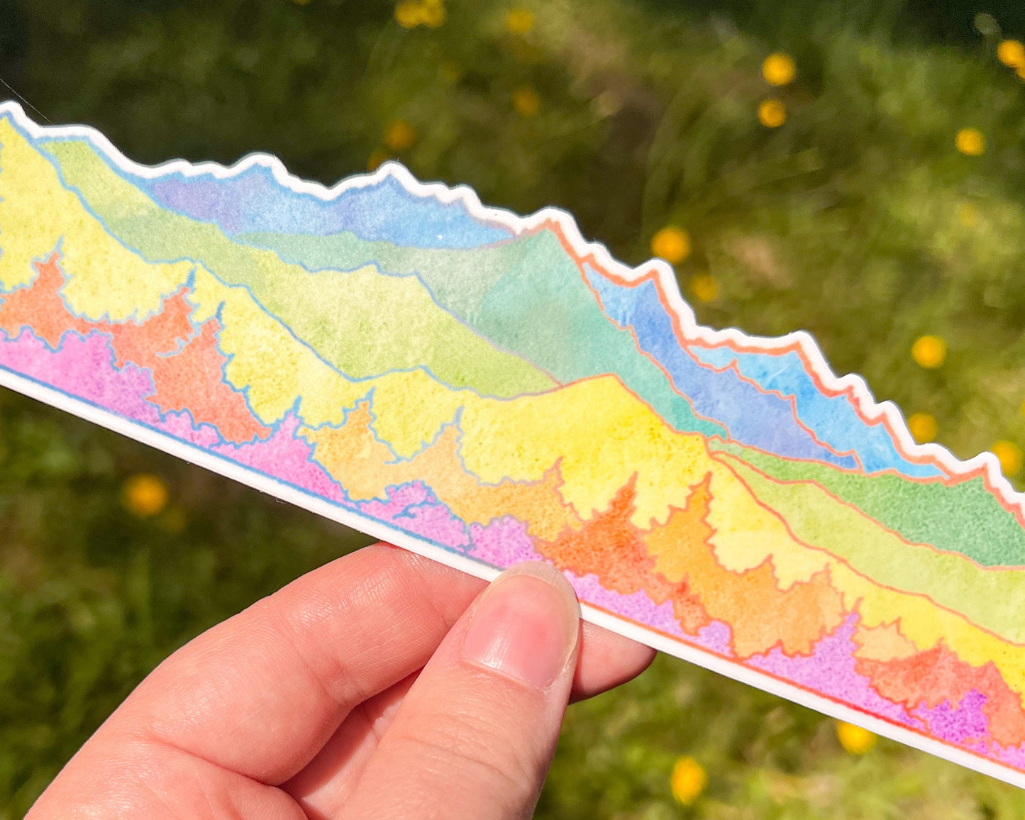 Rainbow Mountains, 10” Wrap Vinyl Die-Cut Sticker, Waterproof and Dishwasher Safe