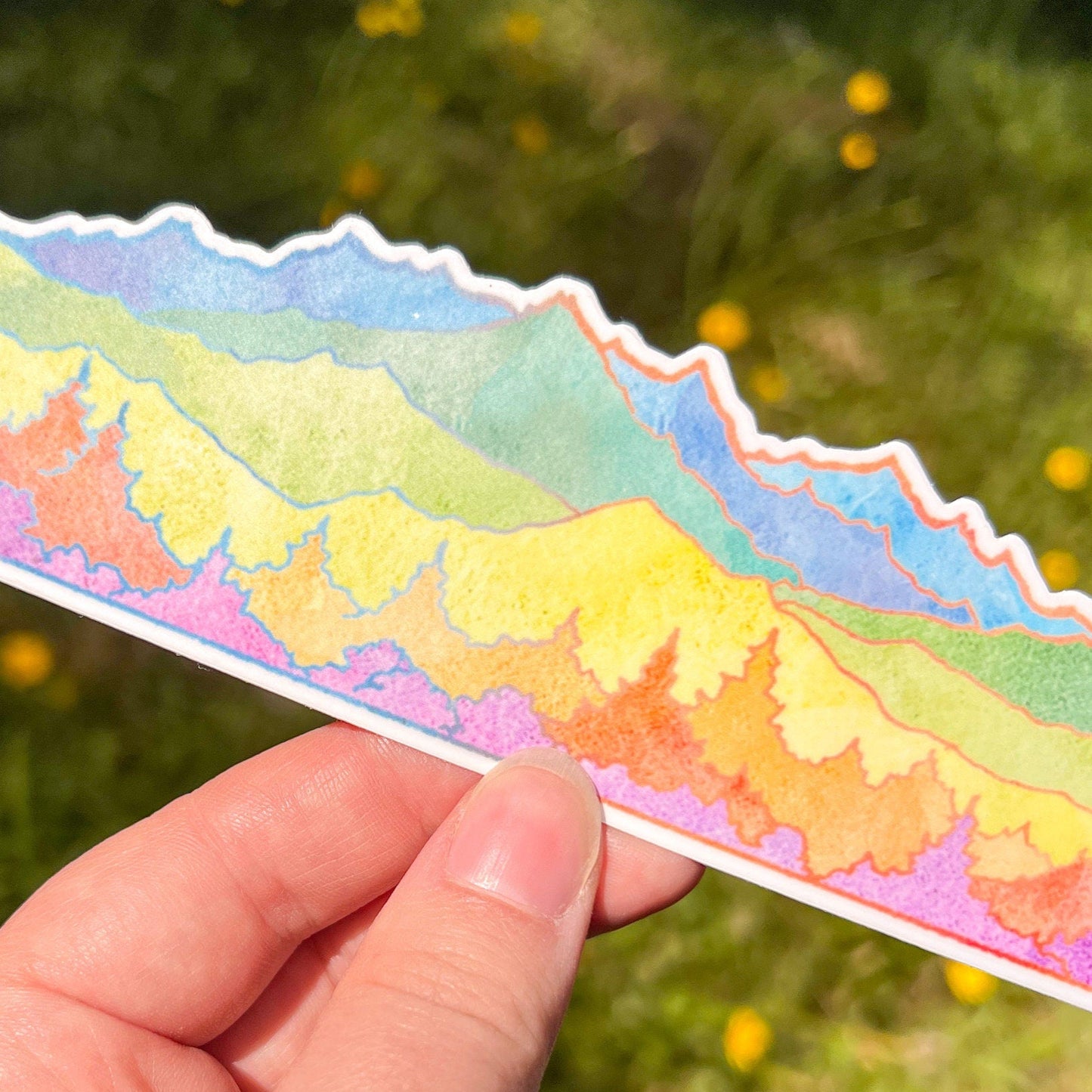 Rainbow Mountains, 10” Wrap Vinyl Die-Cut Sticker, Waterproof and Dishwasher Safe