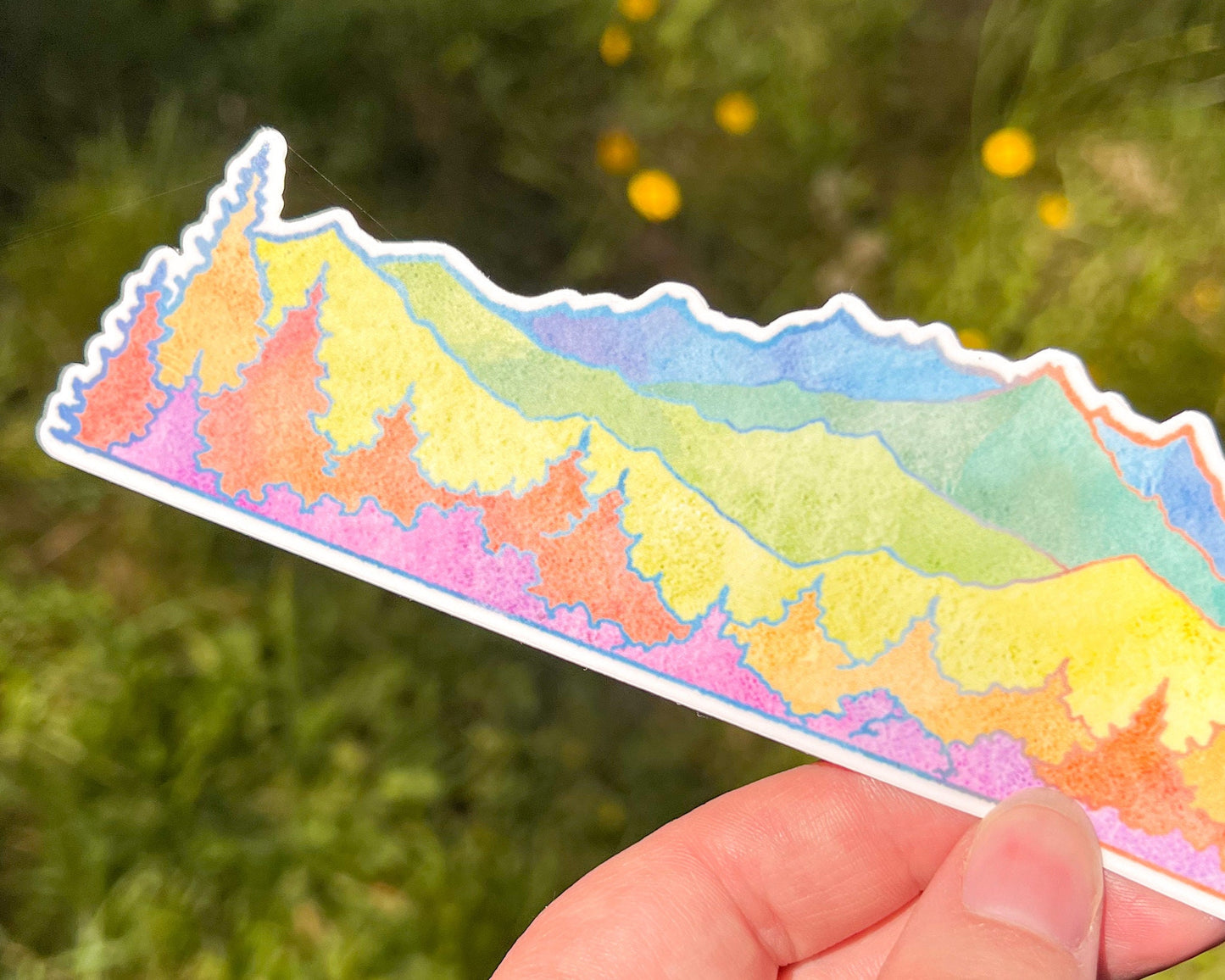 Rainbow Mountains, 10” Wrap Vinyl Die-Cut Sticker, Waterproof and Dishwasher Safe