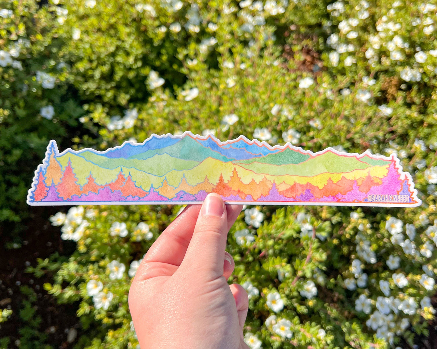 Rainbow Mountains, 10” Wrap Vinyl Die-Cut Sticker, Waterproof and Dishwasher Safe