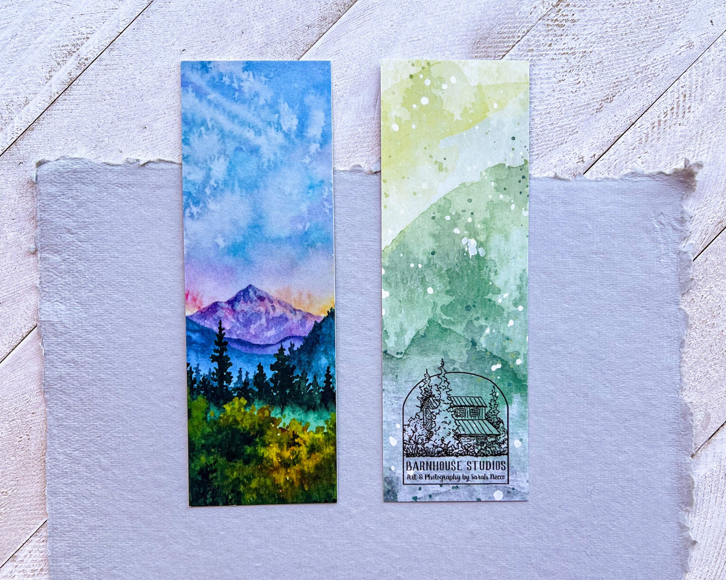 Watercolor Art Print Bookmark, 2”x6” Glossy Card Stock, Mt Rainier WA