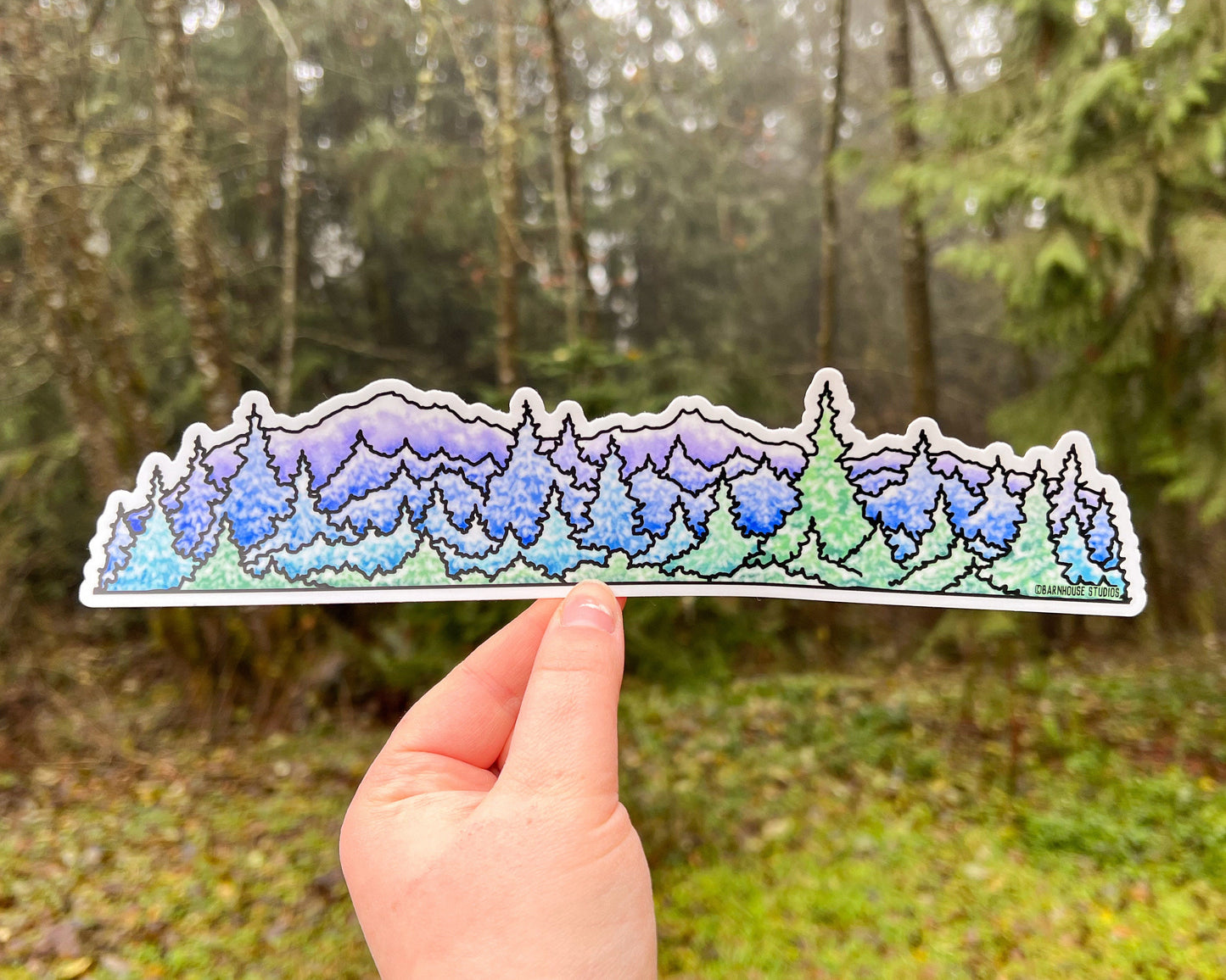 Winter Forest, 10” Wrap Vinyl Die-Cut Sticker, Waterproof and Dishwasher Safe