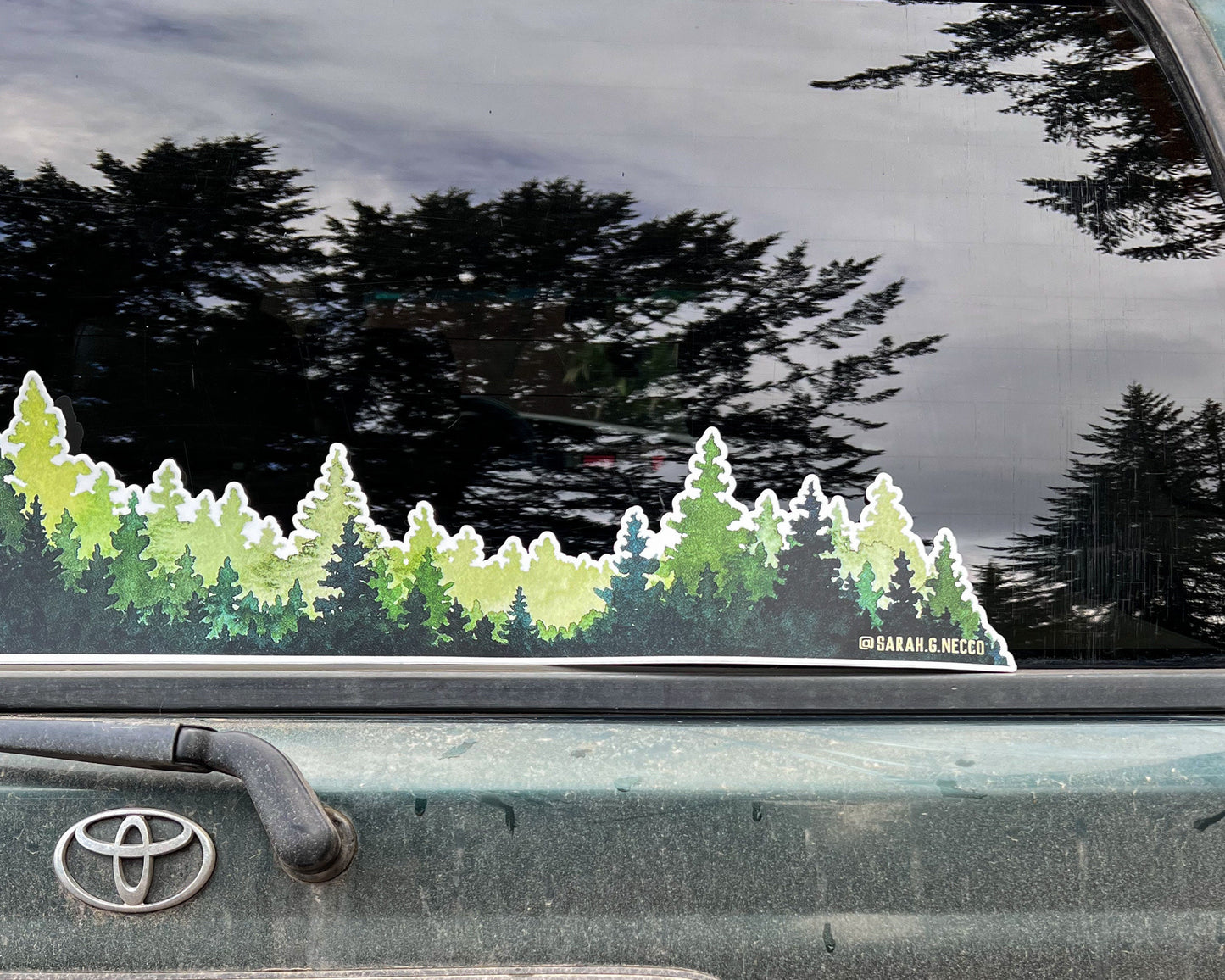 EXTRA LARGE Northwest Evergreen Trees Wrap Sticker, 3’ x 6” Clear Vinyl Die Cut Sticker, Waterproof and Weatherproof Safe