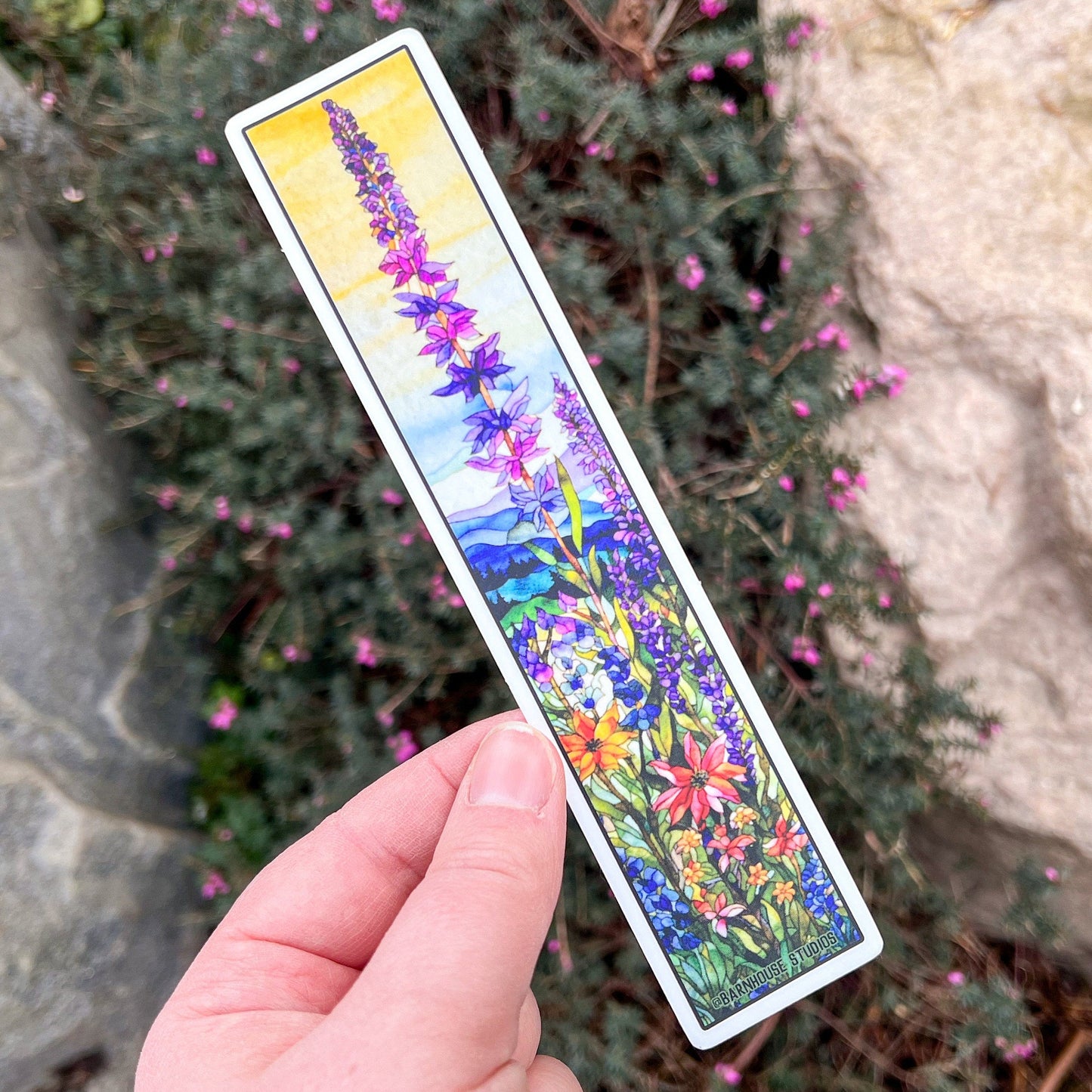Stained Glass Flowers Tallscape™ Sticker, Matte Vinyl 1.5”x7"