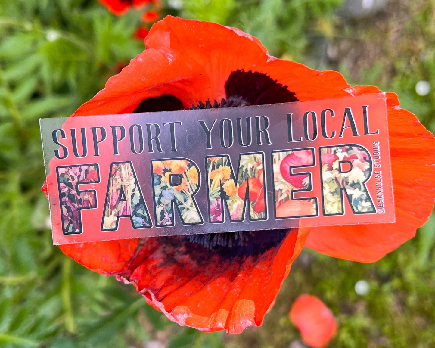 Support Your Local Farmer, Clear 3" Die-Cut Vinyl Sticker