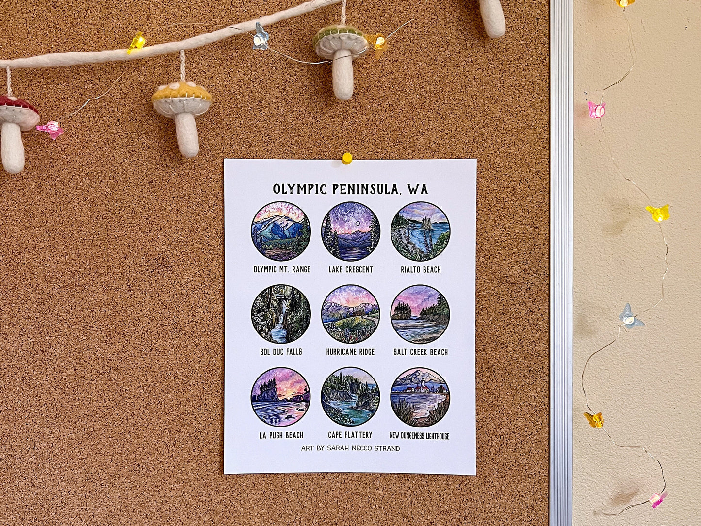 Places on the Olympic Peninsula Poster! Watercolor Art of Olympic National Park, 8”x10” High Quality Print